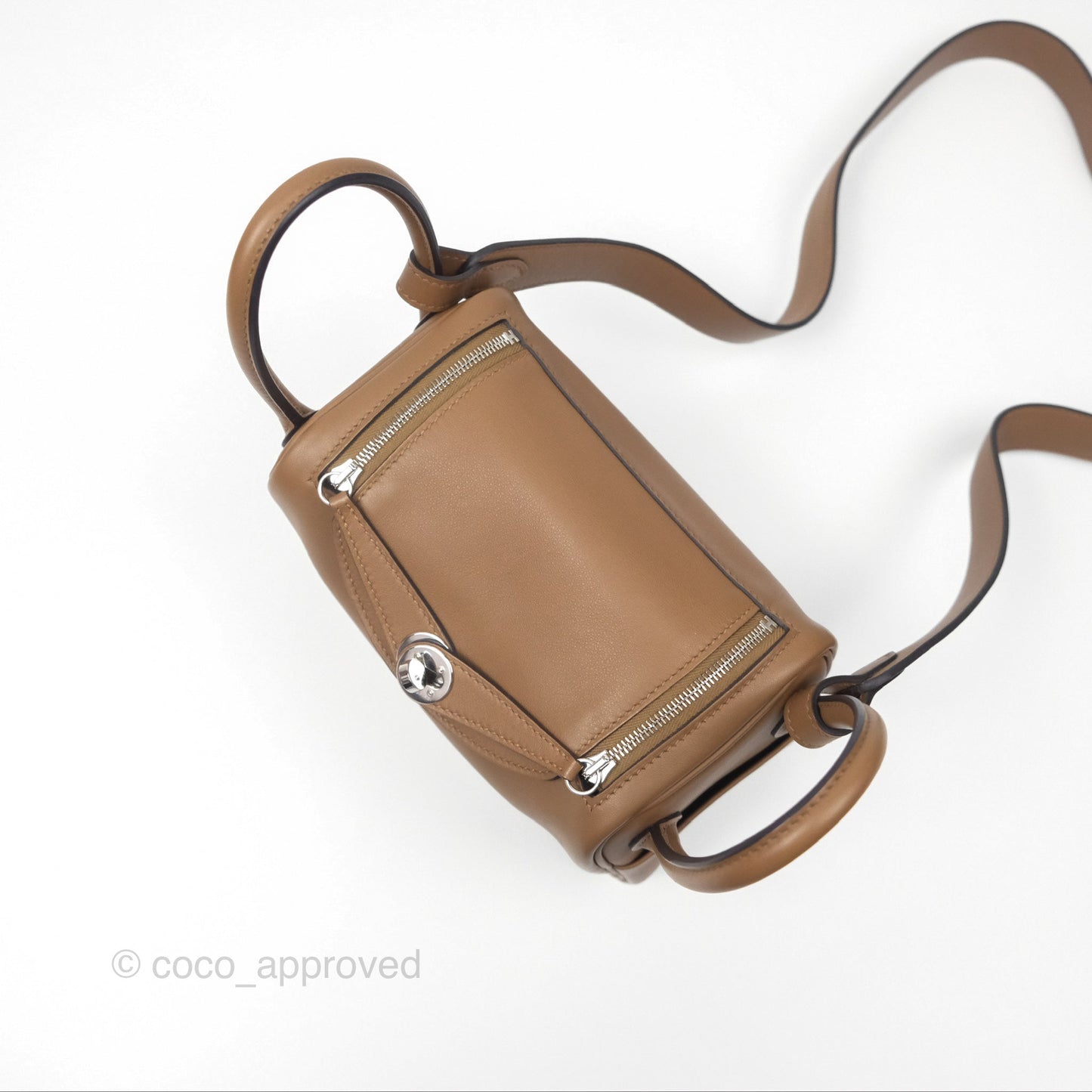 Hermès Mini Lindy 20 Verso Swift Alezan 3G / Biscuit 48 Palladium Hardware