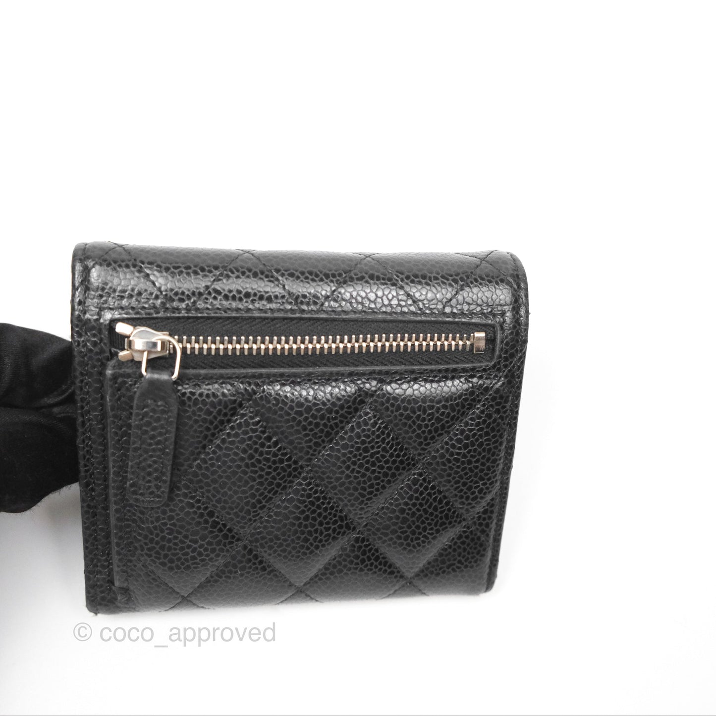 Chanel Classic Short Flap Wallet Black Caviar Silver Hardware