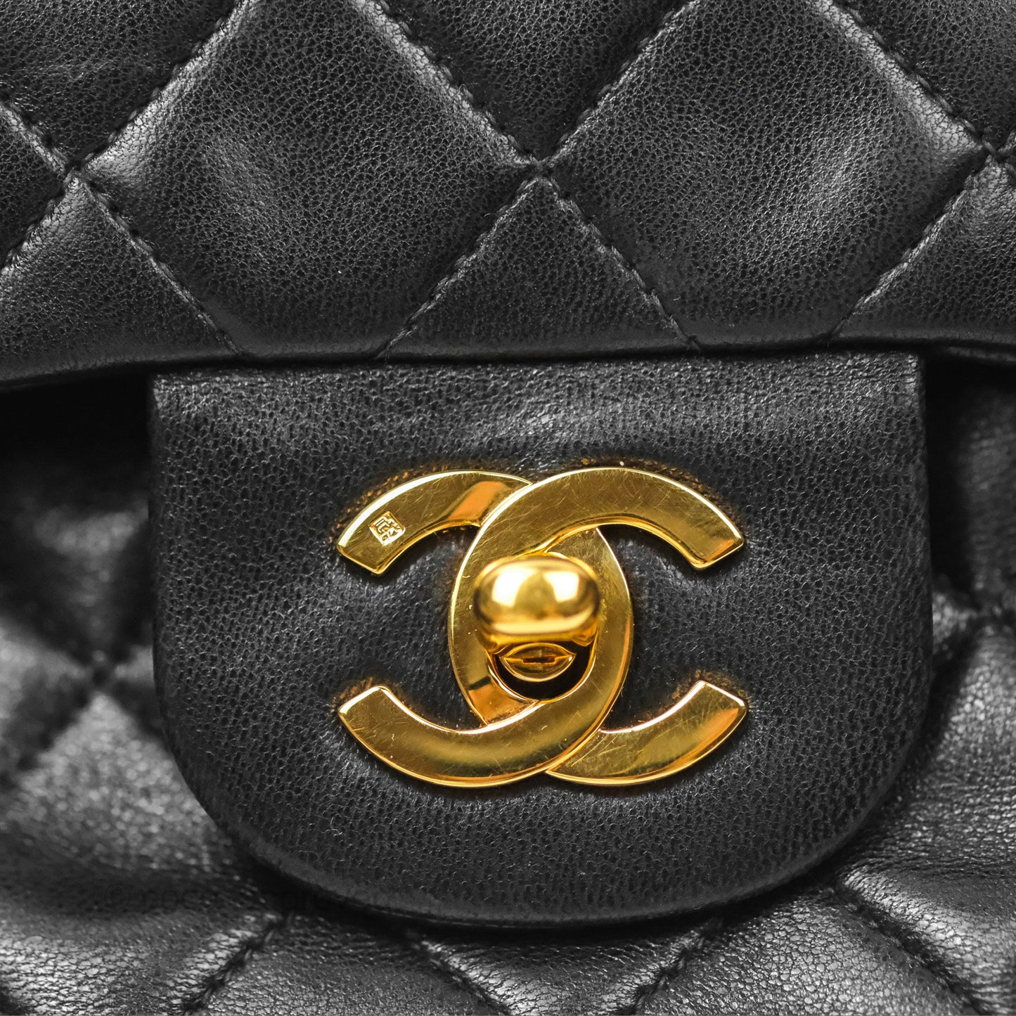 Chanel Classic Vintage Small Flap Black Lambskin 24K Gold Hardware