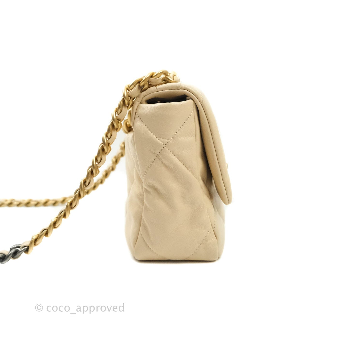 Chanel 19 Small Beige Goatskin Mixed Hardware