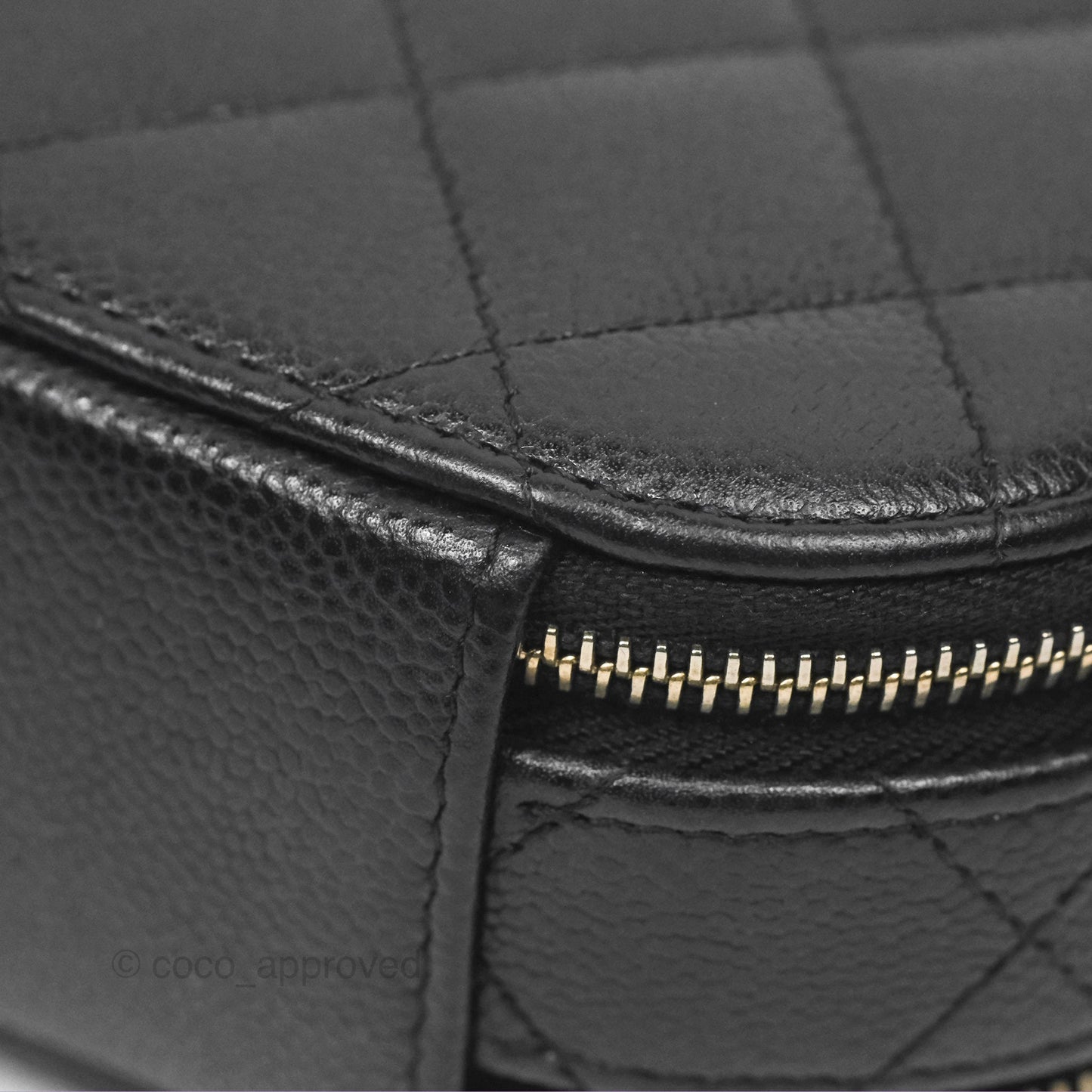 Chanel Mini Round Vanity Bag Handle With Care Black Caviar 22C