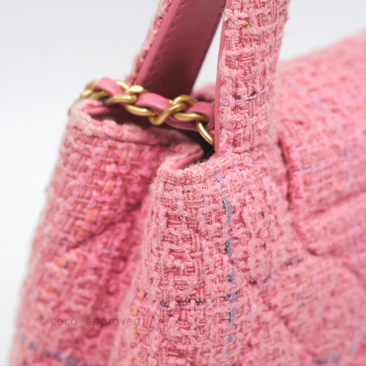 Chanel Kelly Bag Pink Tweed Aged Gold Hardware
