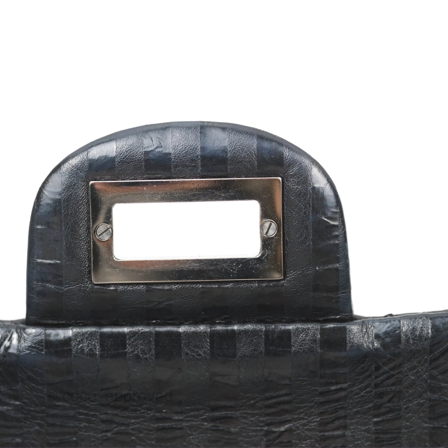 Chanel Reissue 227 Flap Quilted Calfskin Black Striped Dark Silver Hardware
