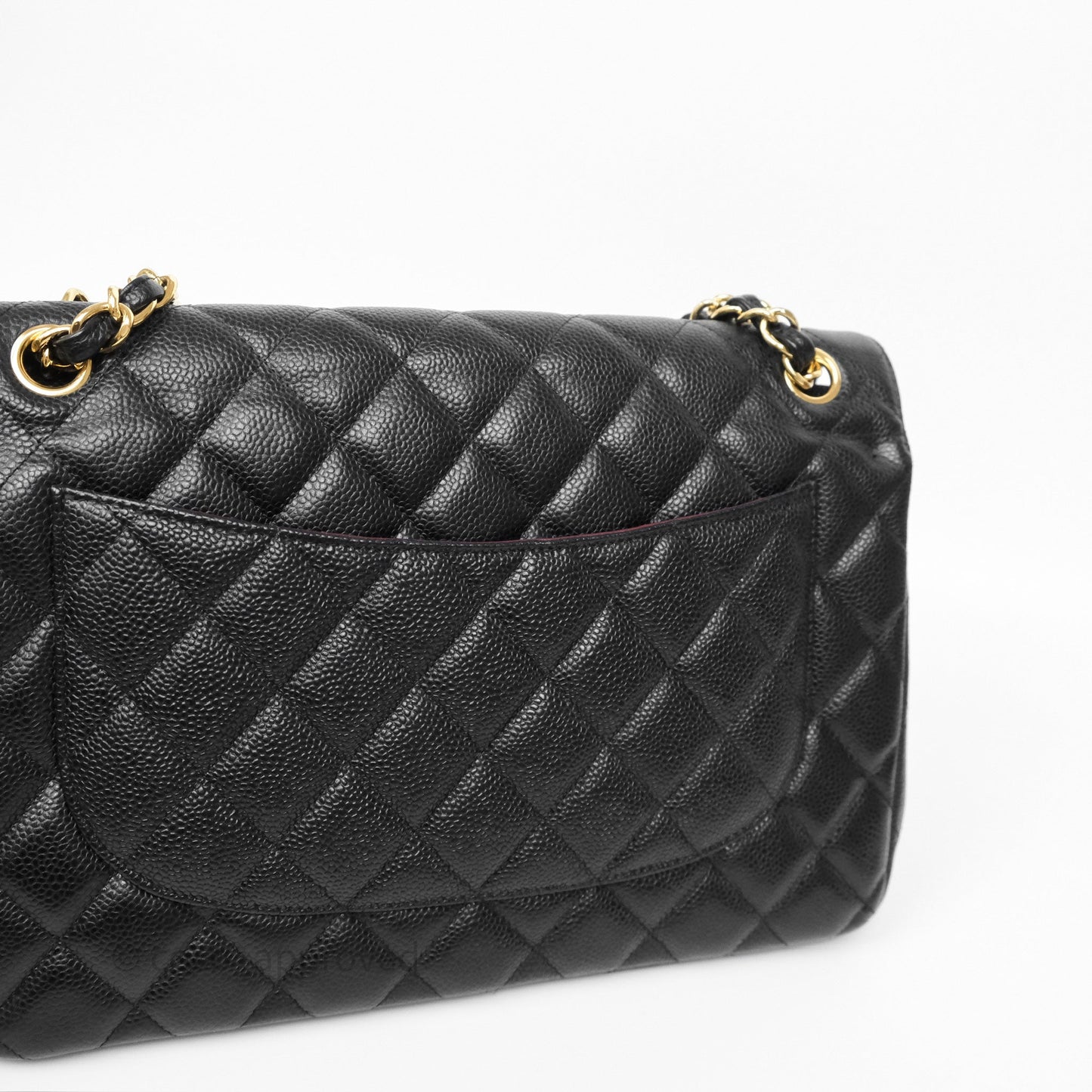 Chanel Jumbo Double Flap Quilted Black Caviar Gold Hardware⁣⁣