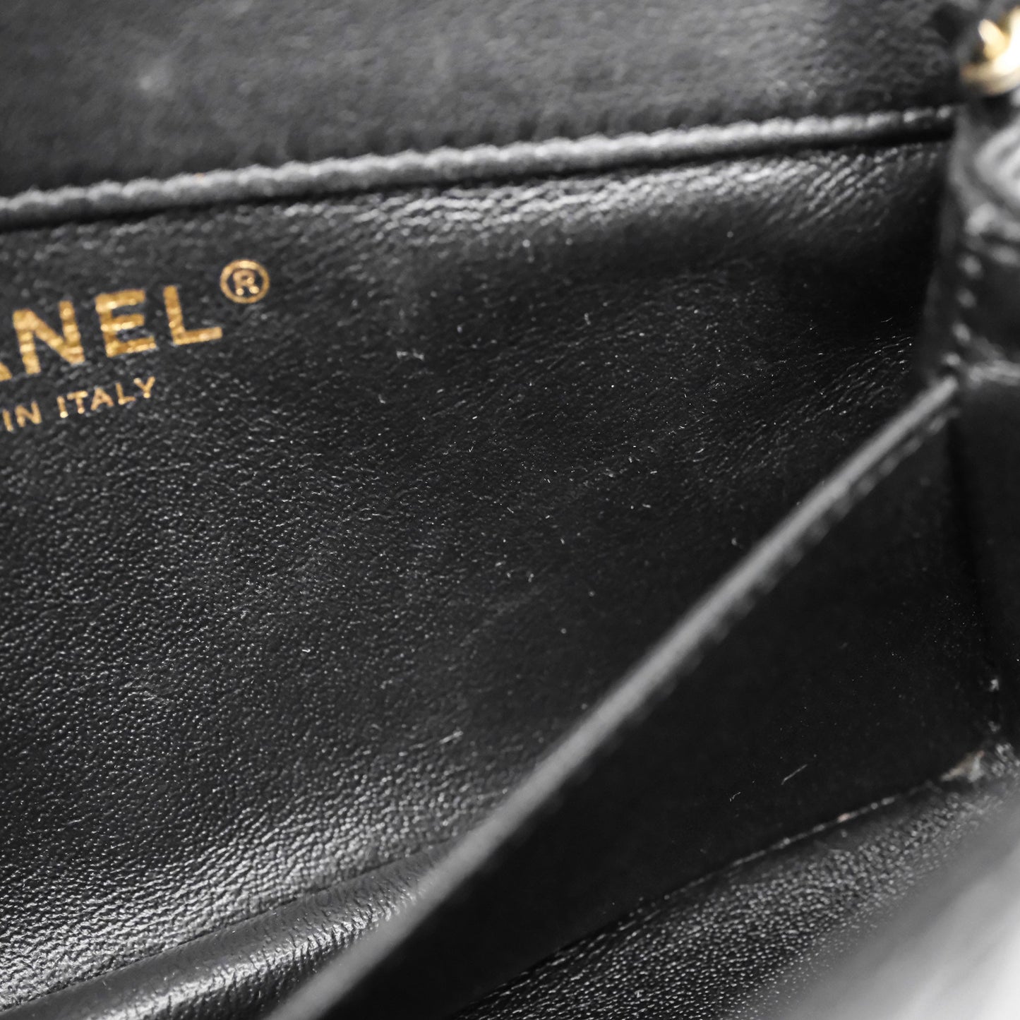 Chanel Quilted Extra Mini Rectangular Flap Black Lambskin Aged Gold Hardware