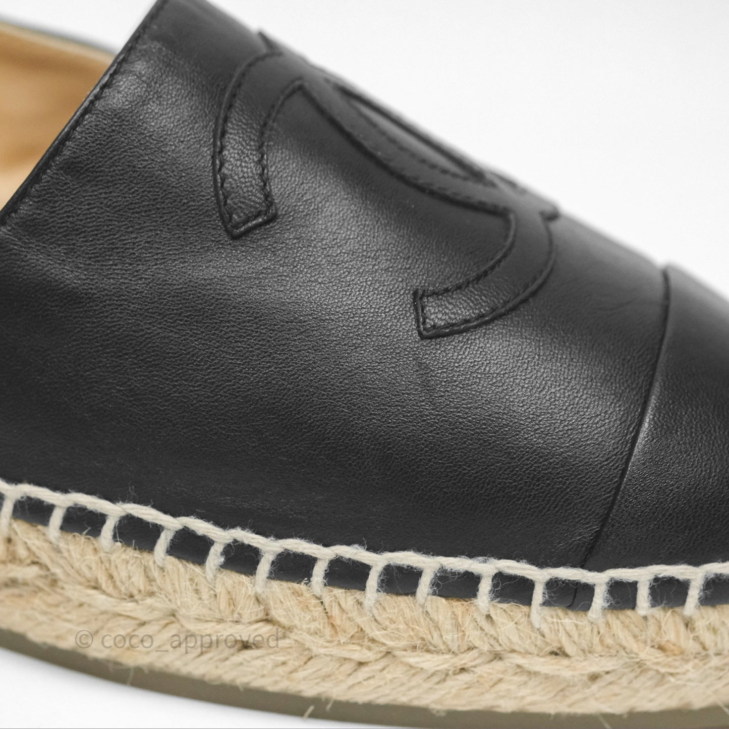 Chanel Espadrille Black Leather Size 40
