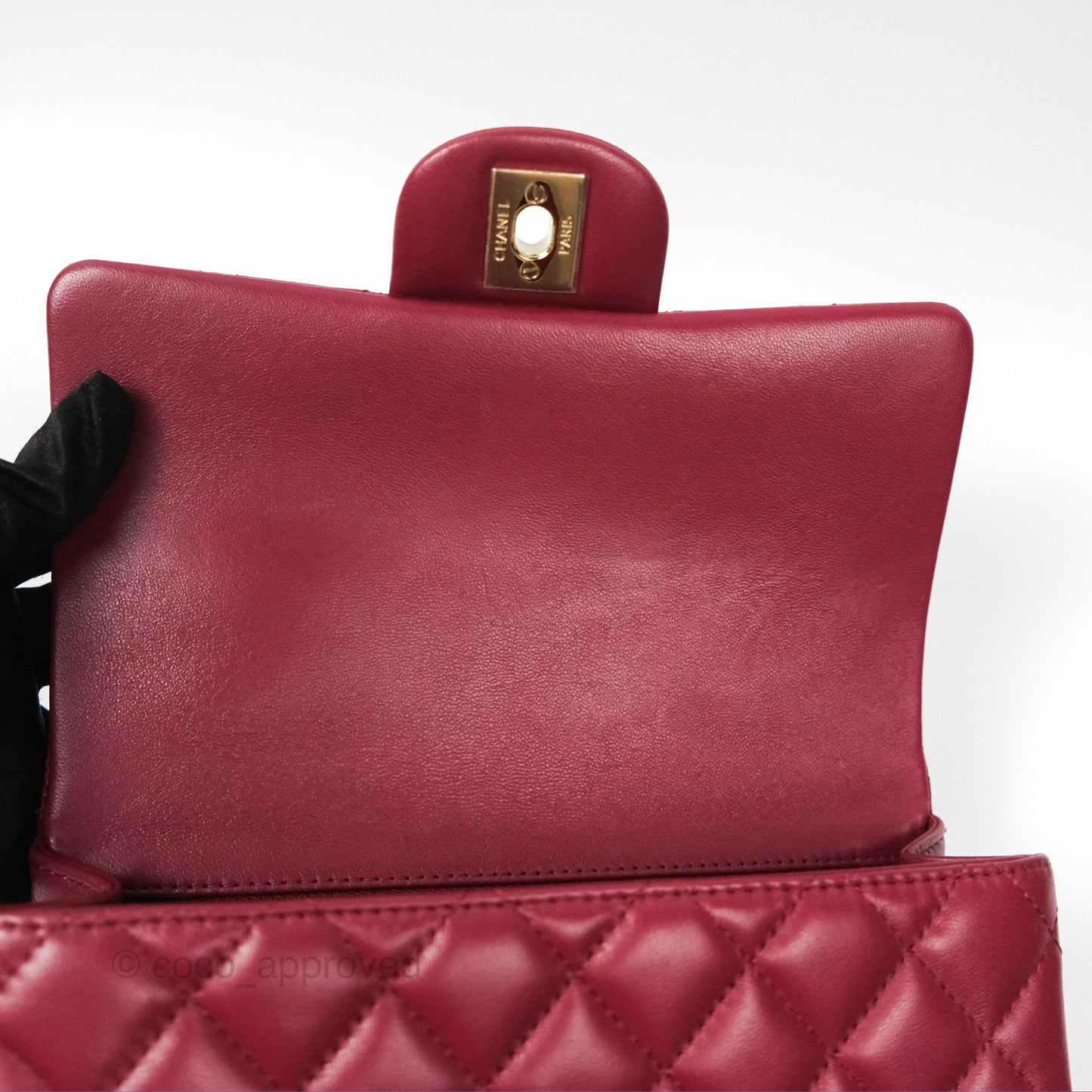 Chanel Top Handle Mini Rectangular Flap Bag Burgundy Red Lambskin Gold Hardware
