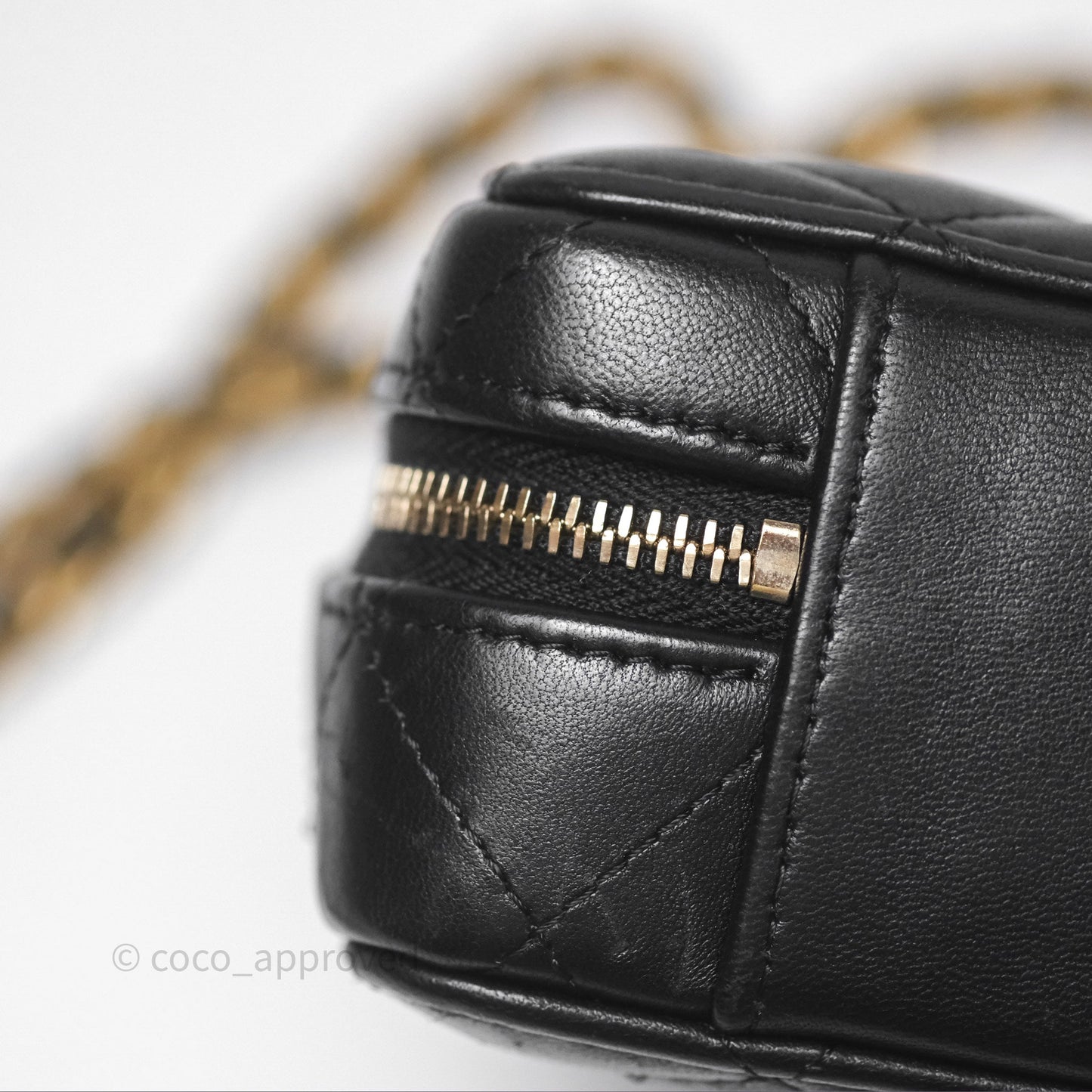 Chanel Top Handle Vanity Case Black Lambskin Aged Gold Hardware 22A