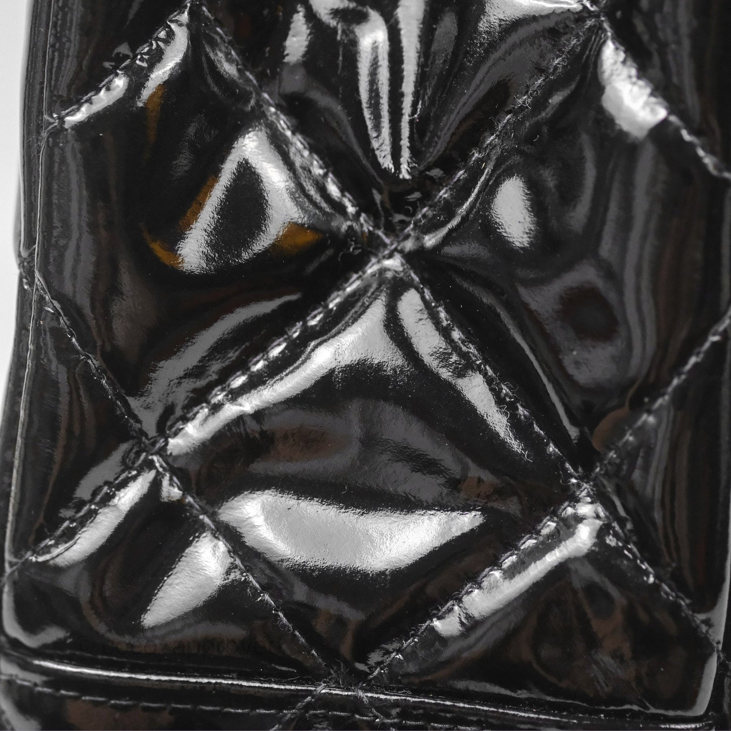 Chanel Vintage Tote Quilted Black Patent Silver Hardware
