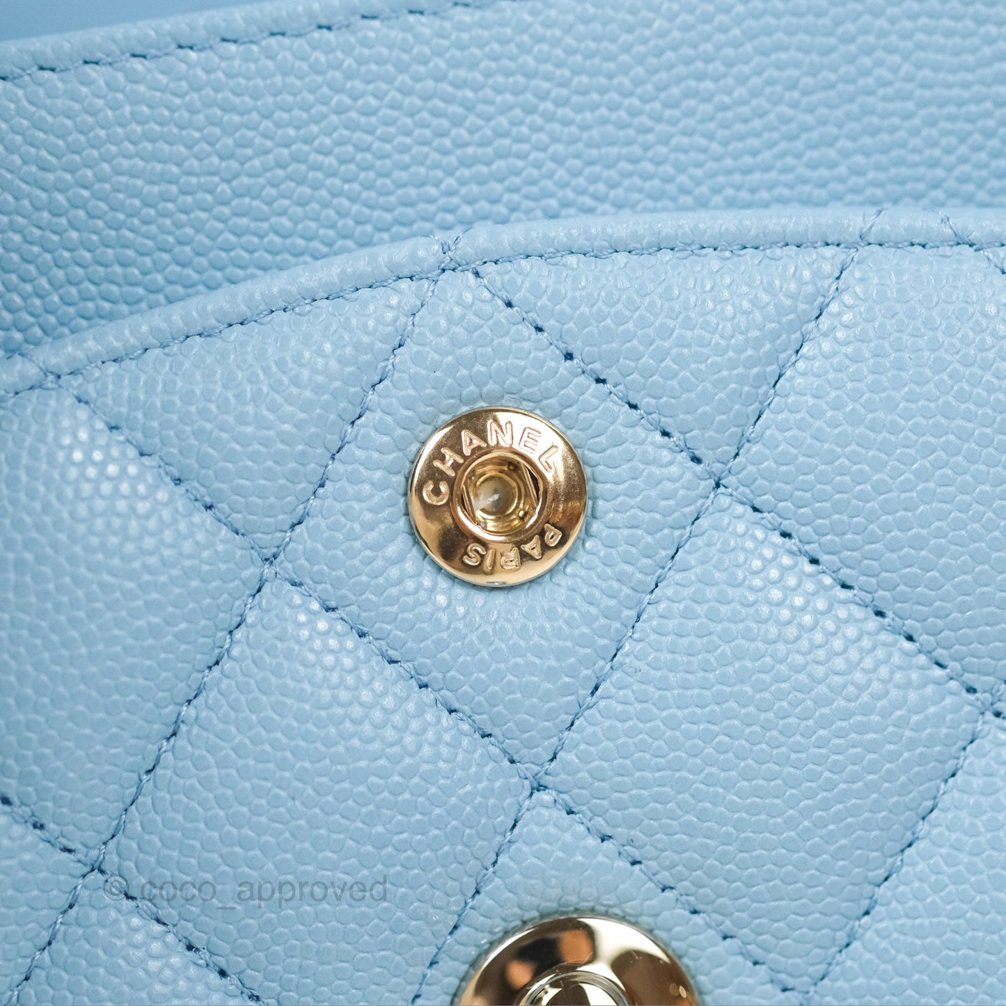 Chanel Small Classic Quilted Flap Blue Caviar Gold Hardware 22S
