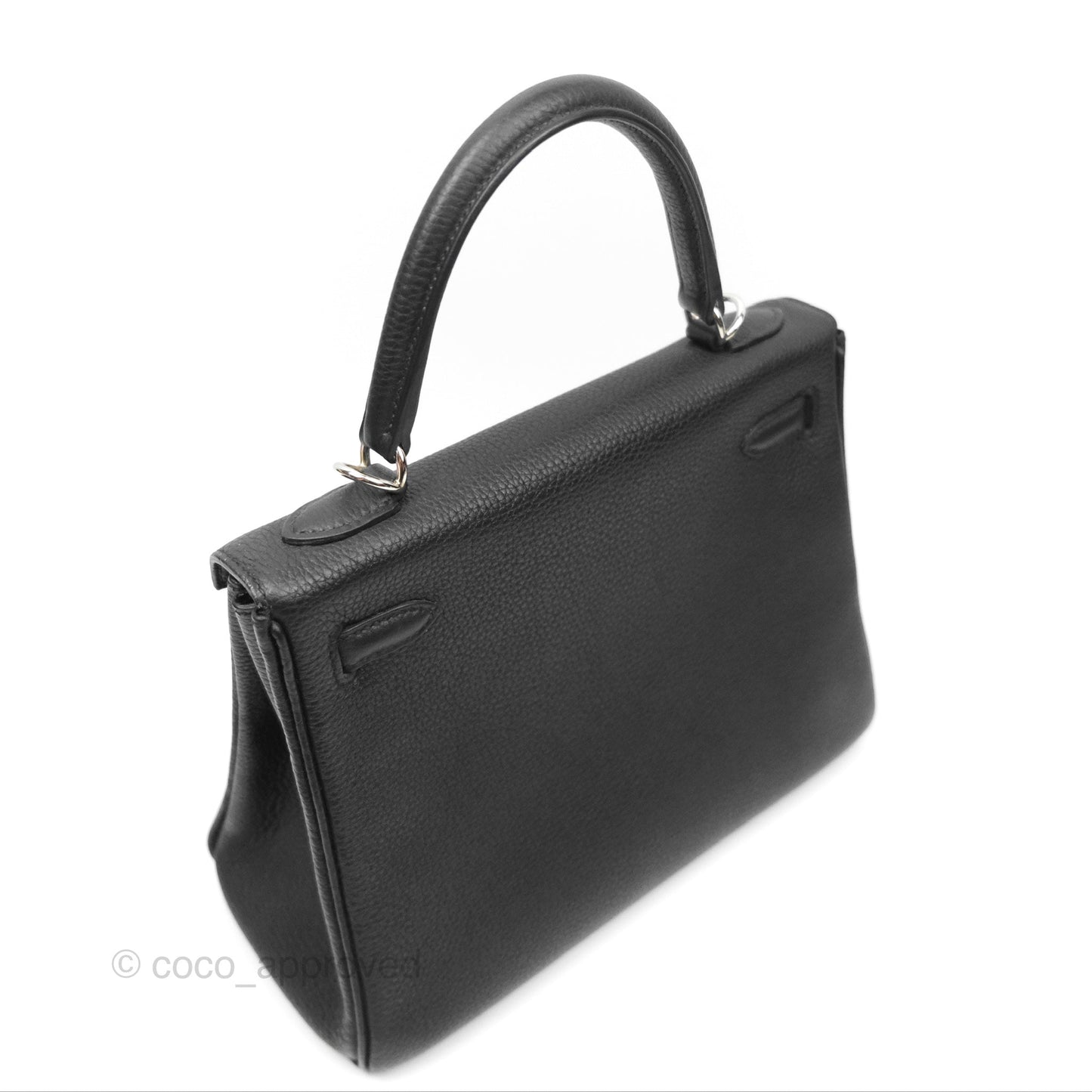 Hermès Retourne Kelly 25 Black Togo Palladium Hardware