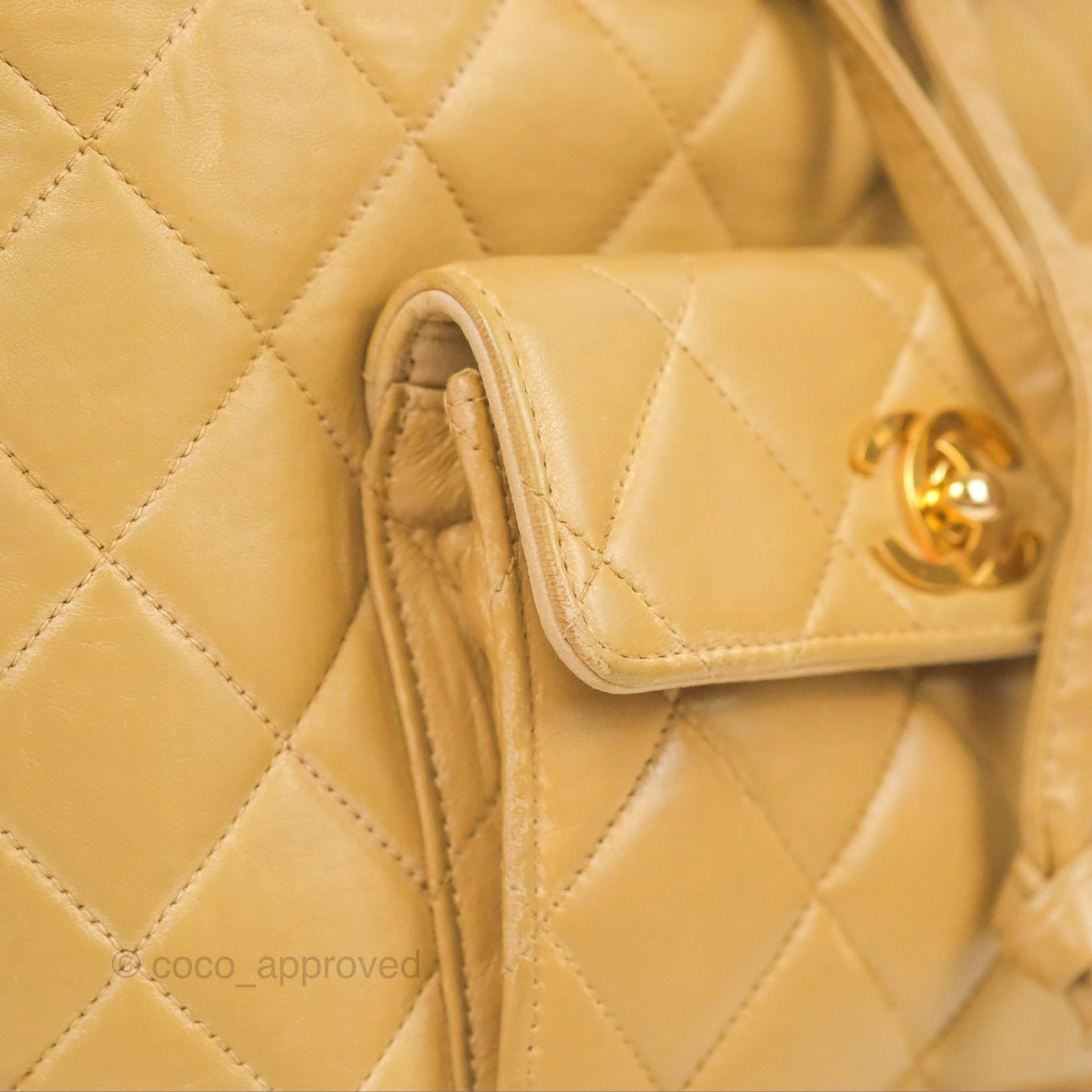 Chanel Vintage CC Duma Backpack Beige Lambskin 24K Gold Hardware