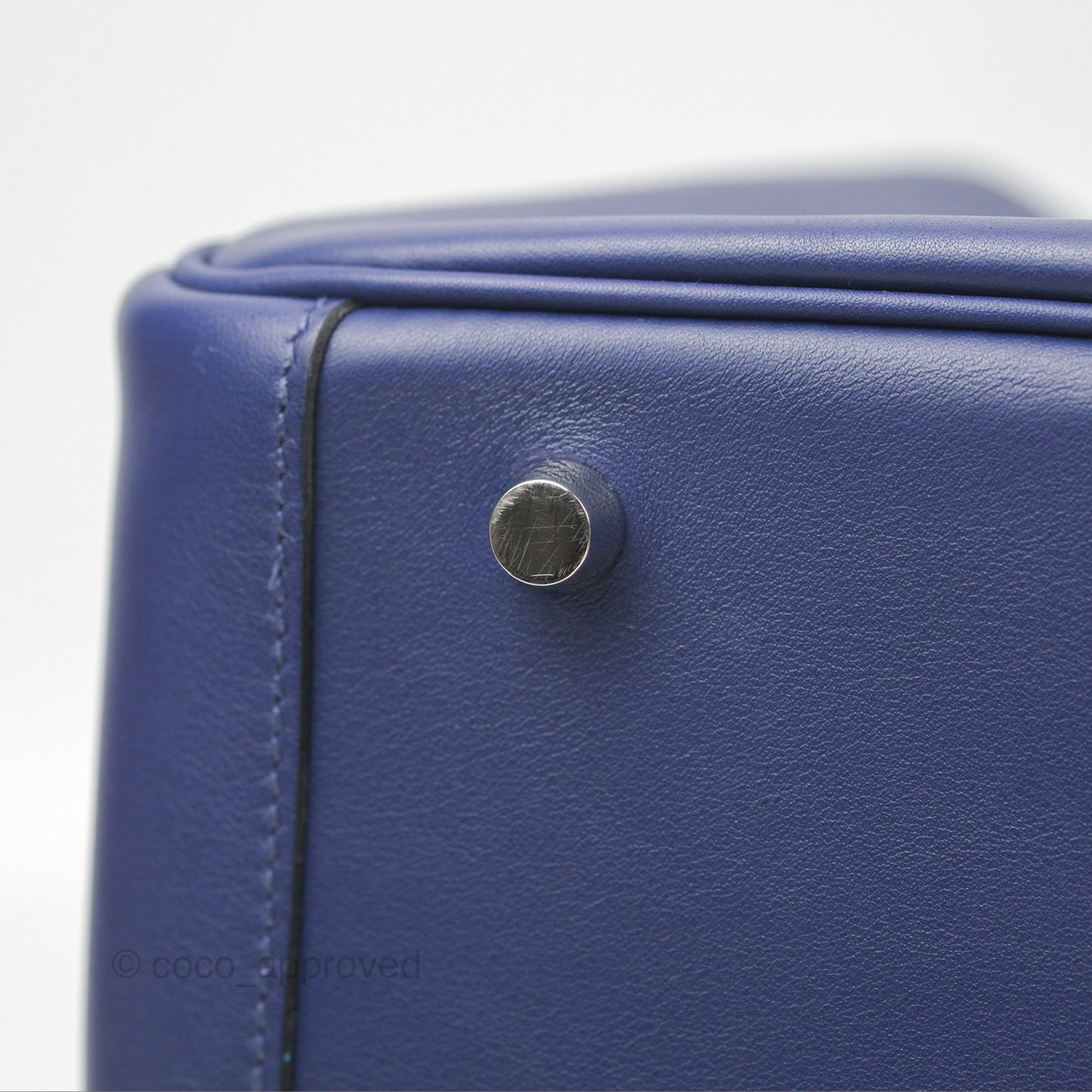 Hermès Lindy Tressage De Cuir 30 Bleu Encre/Brique/Black Swift Palladium Hardware