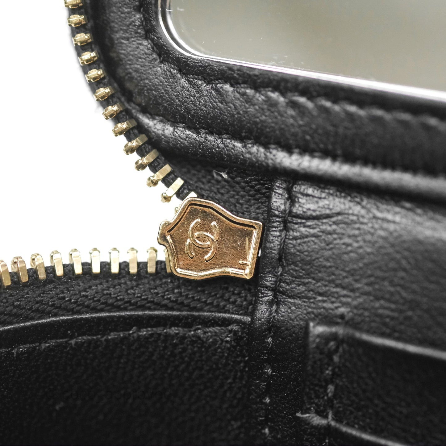 Chanel Vanity Rectangular Top Handle Black Lambskin Gold Hardware