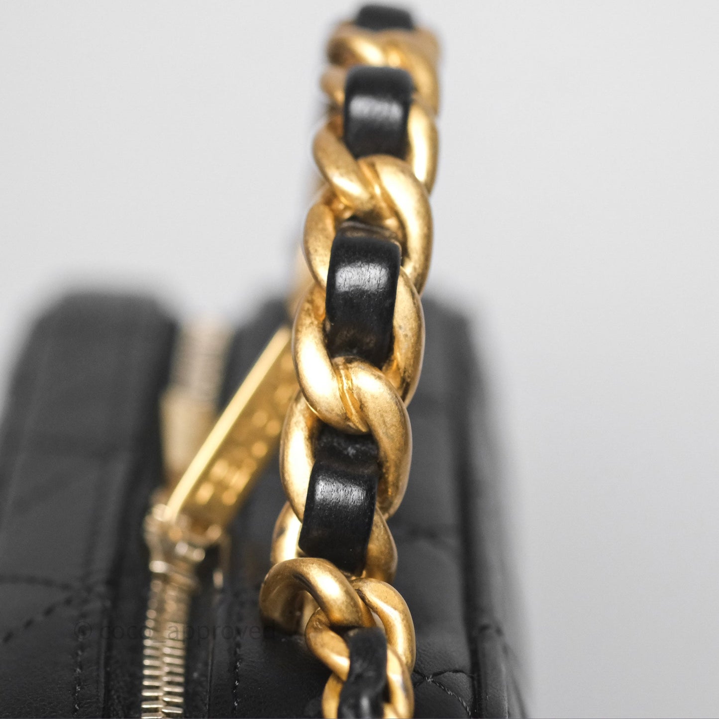 Chanel Top Handle Vanity Case Black Lambskin Aged Gold Hardware 22A