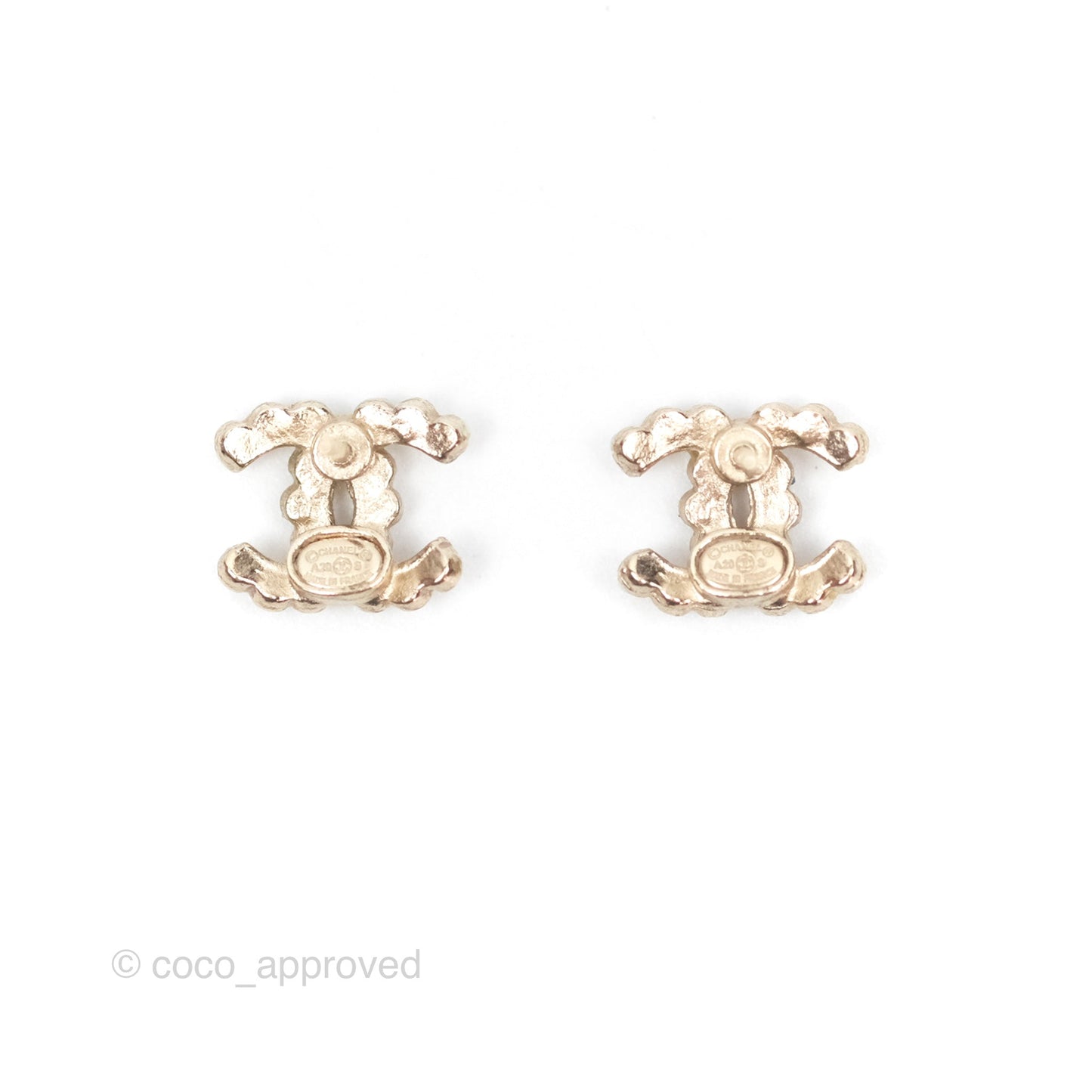 Chanel Pearl CC Earrings Gold Tone 20S