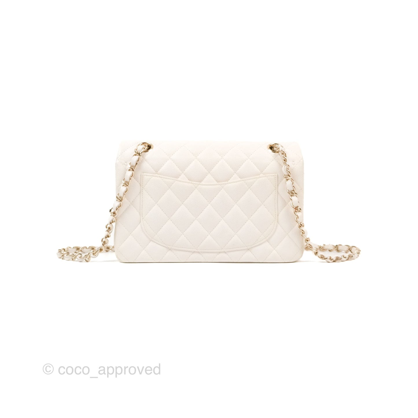 Chanel Small Classic Quilted Flap White Caviar Gold Hardware