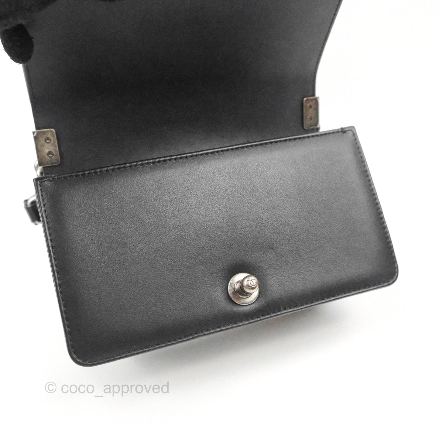 Chanel Small Boy Black Calfskin Ruthenium Hardware