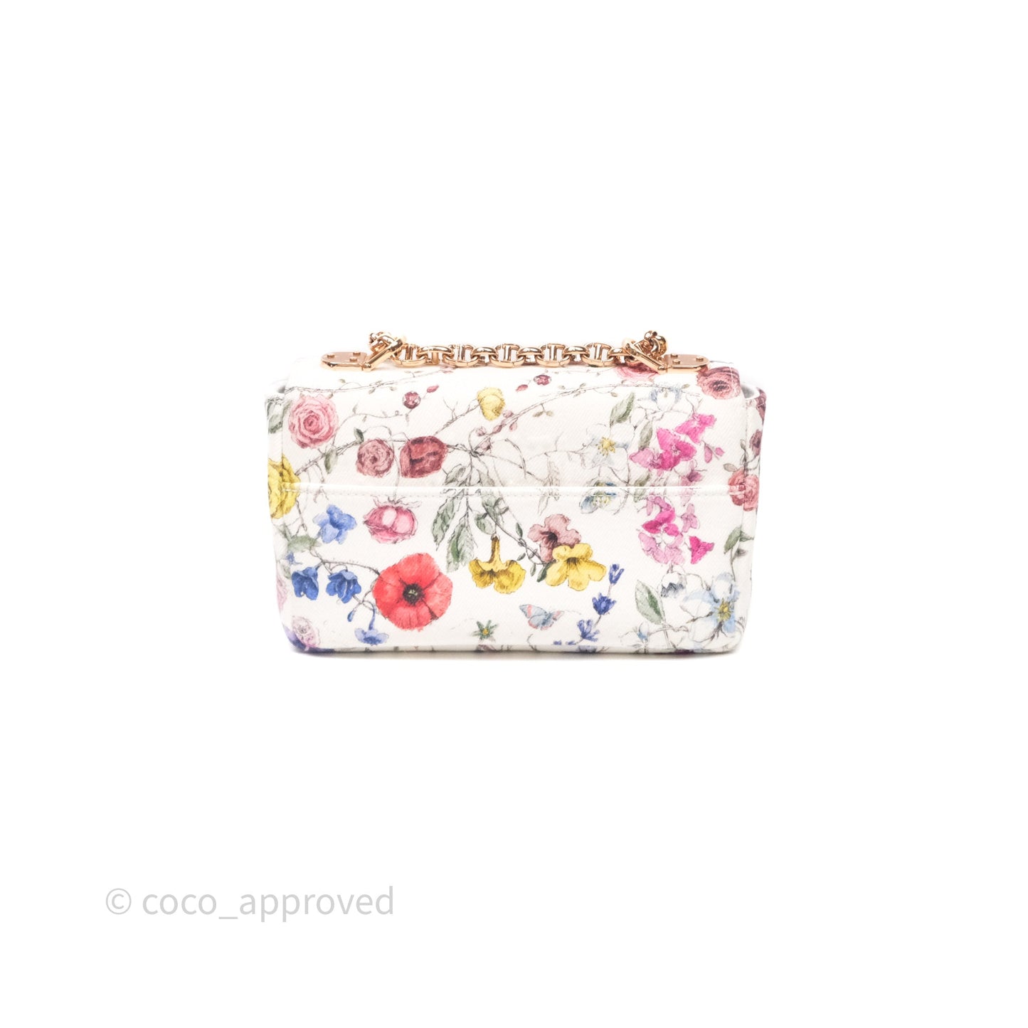 Dior Small Caro Bag White Florilegio Rose Gold Hardware