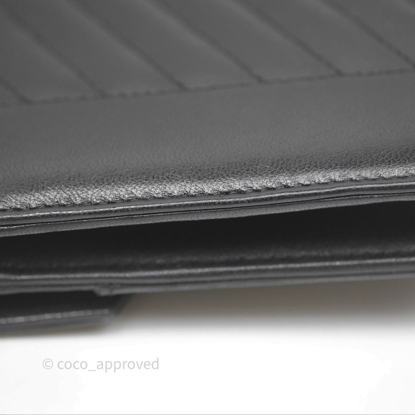 Chanel Reversed Chevron Wallet On Chain WOC Black Lambskin Aged Gold Hardware
