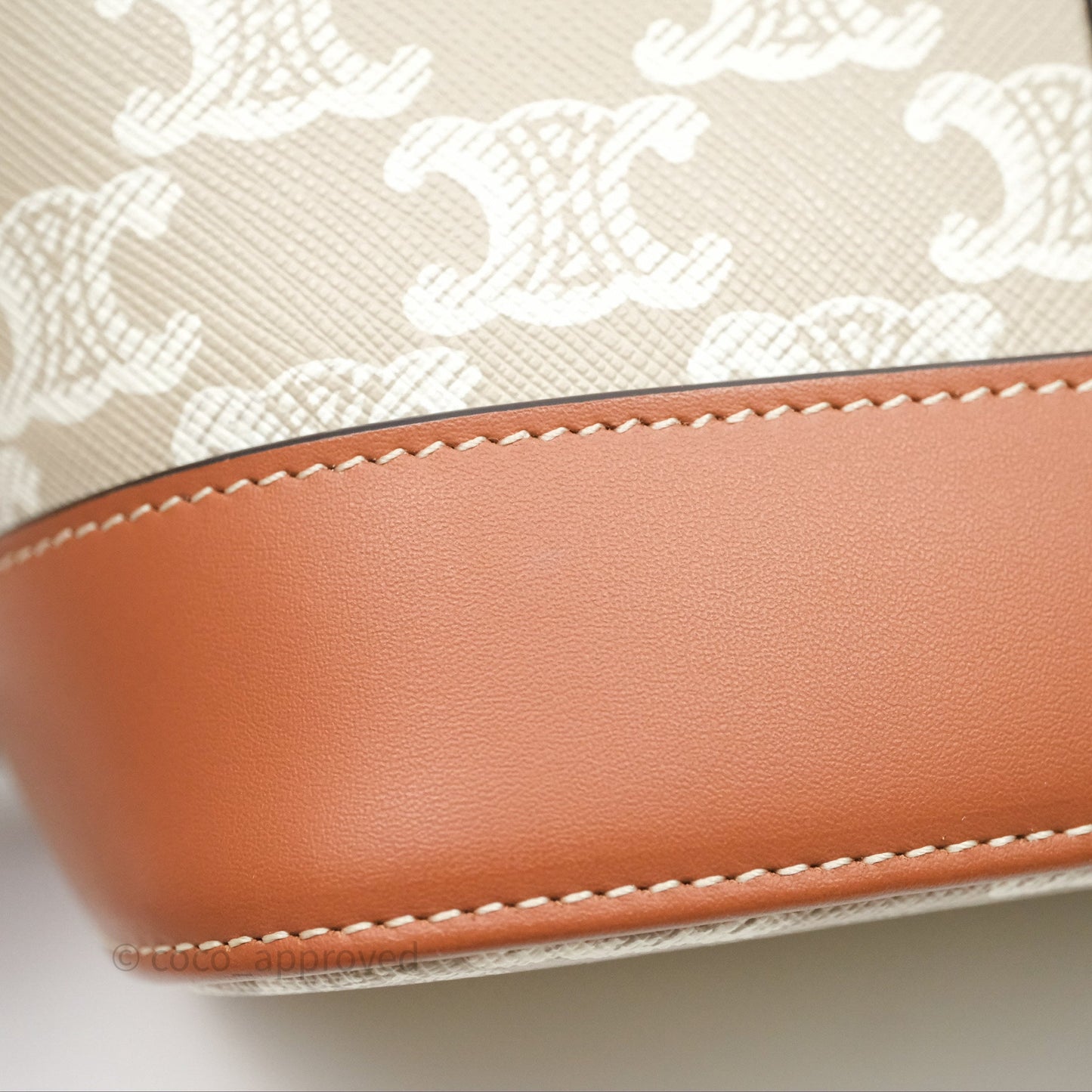 Celine Small Bucket Triomphe Canvas Grege Calfskin
