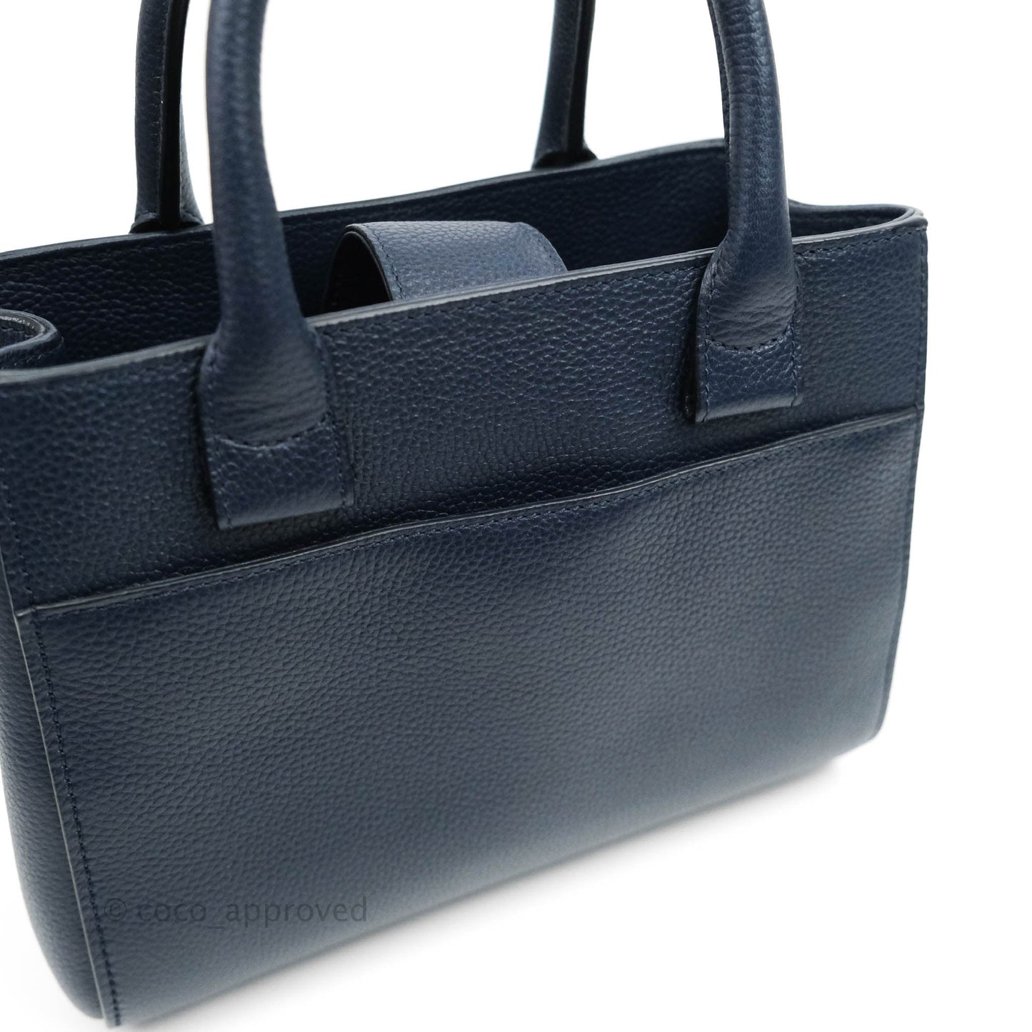 Chanel Mini Neo Executive Shopper Tote Black Grained Calfskin Navy Silver Hardware