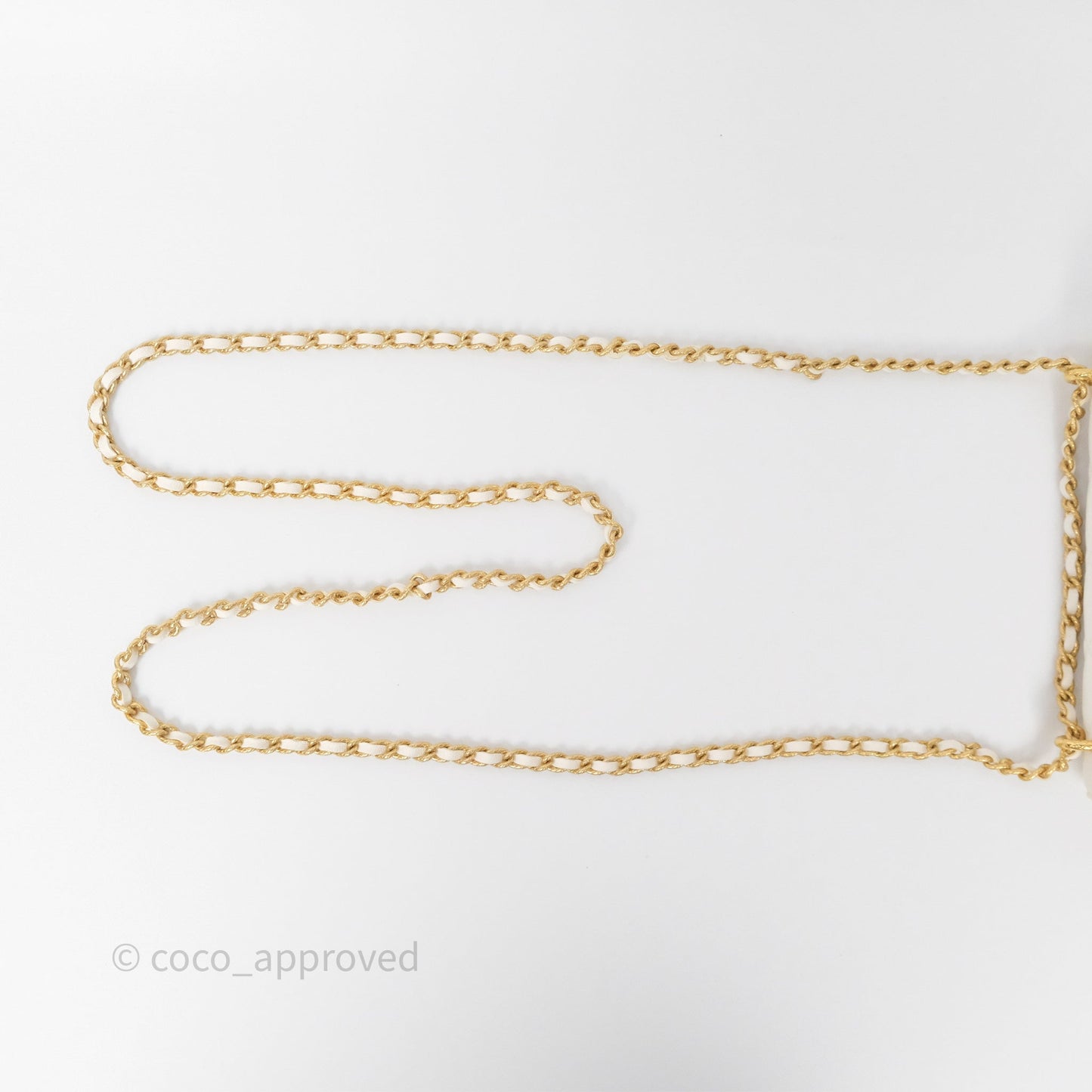 Chanel Dynasty Phone Holder with Chain White Ivory Lambskin Aged Gold Hardware