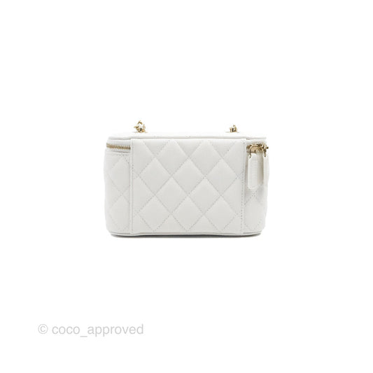 Chanel Classic Vanity with Chain White Caviar Gold Hardware