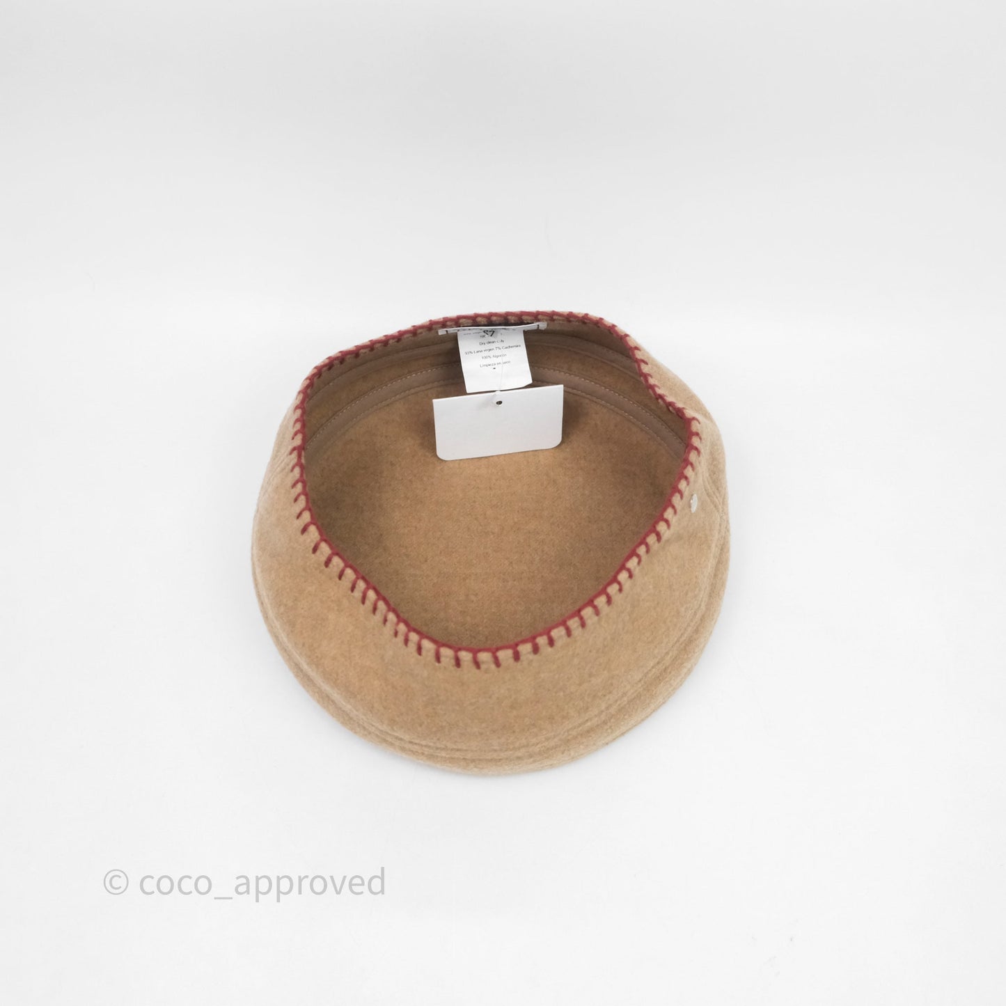 Hermès Saint Honore Beret Cashmere Biscuit 48/ Rouge H 55