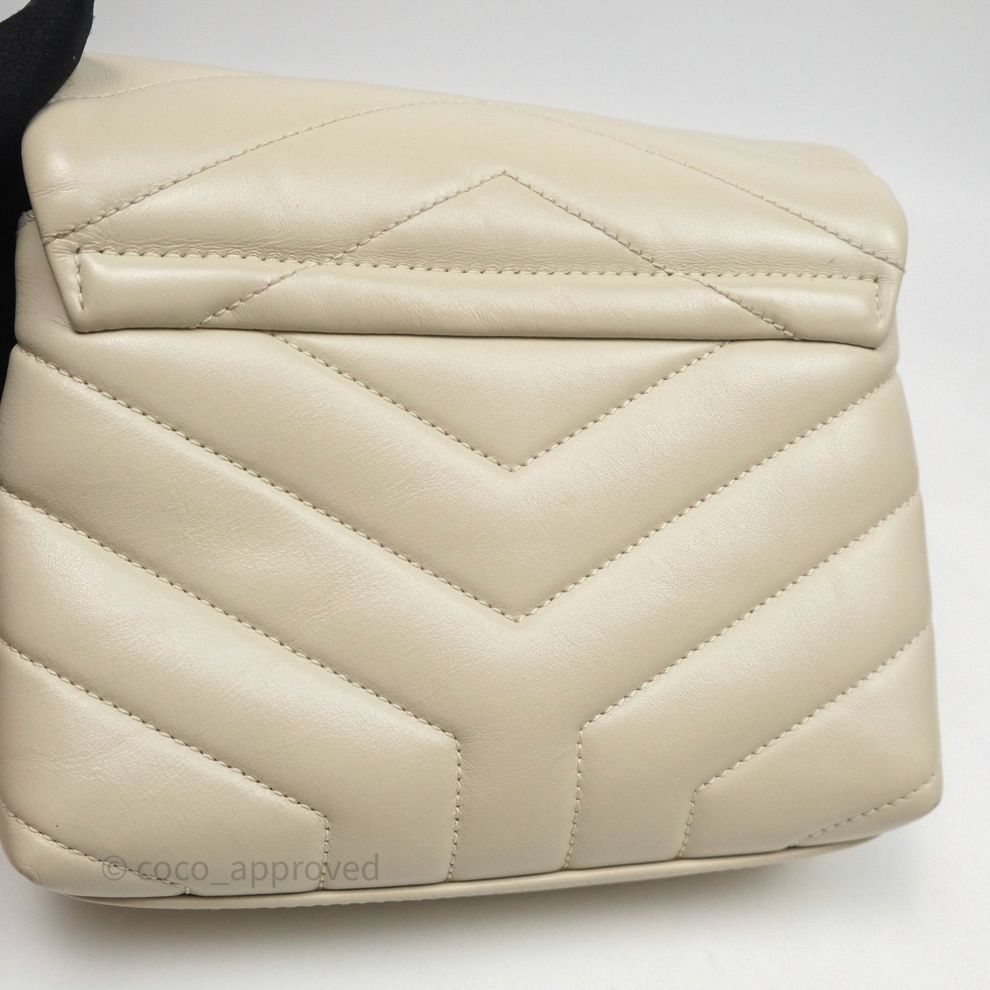 Saint Laurent Small Loulou Flap Bag Beige Calfskin Gold Hardware