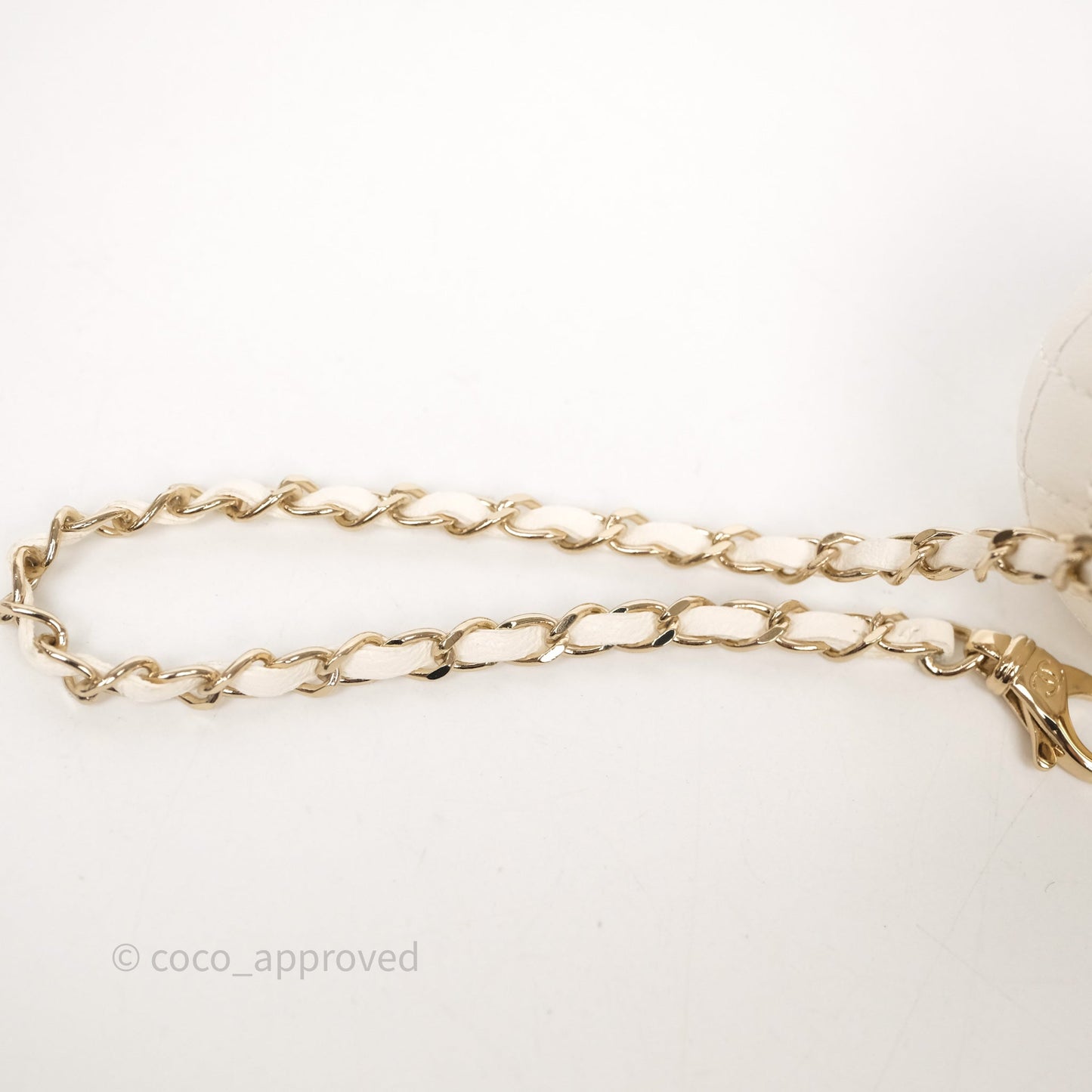 Chanel Mini Ball Bag Charm White Lambskin Gold Hardware