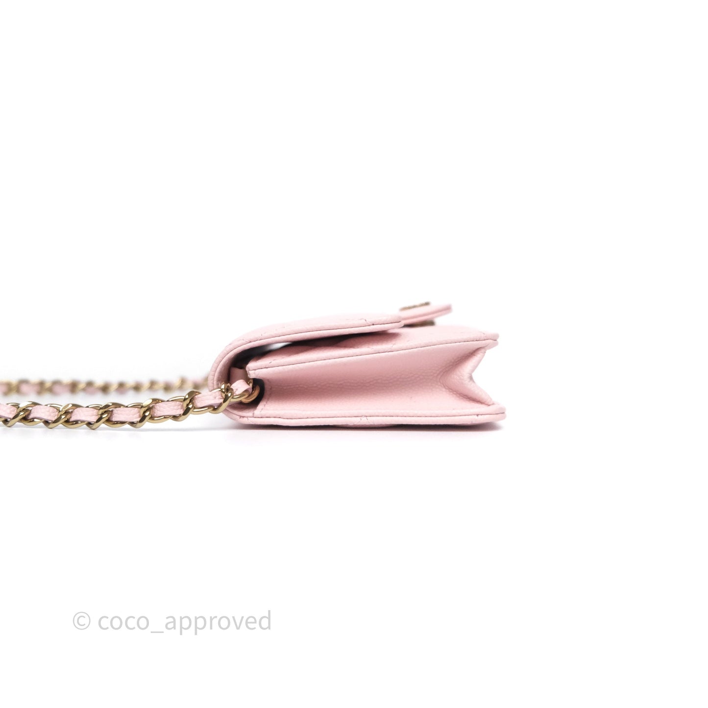 Chanel Mini Wallet With Chain Light Pink Caviar Gold Hardware