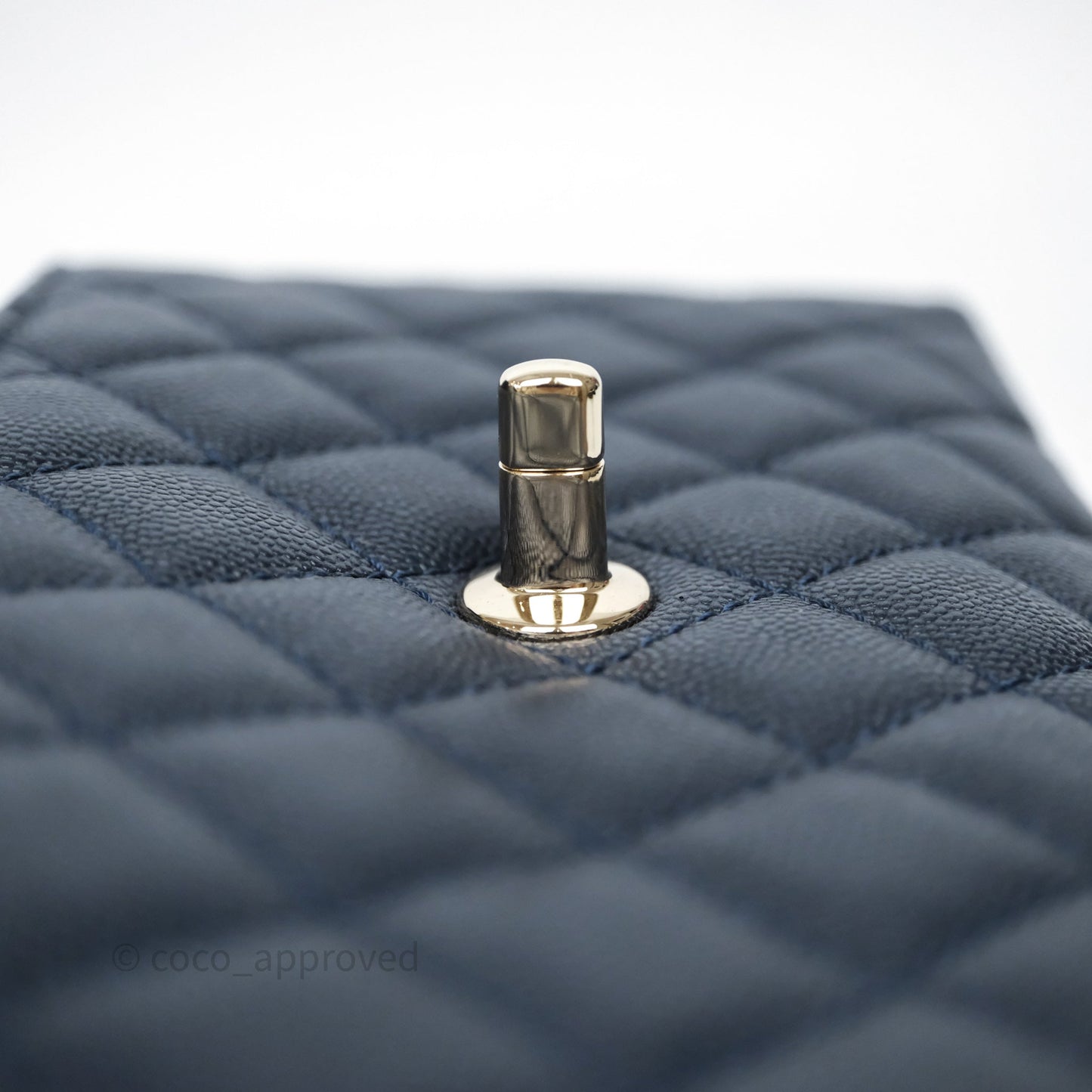 Chanel Small Coco Handle Navy Caviar Light Gold Hardware