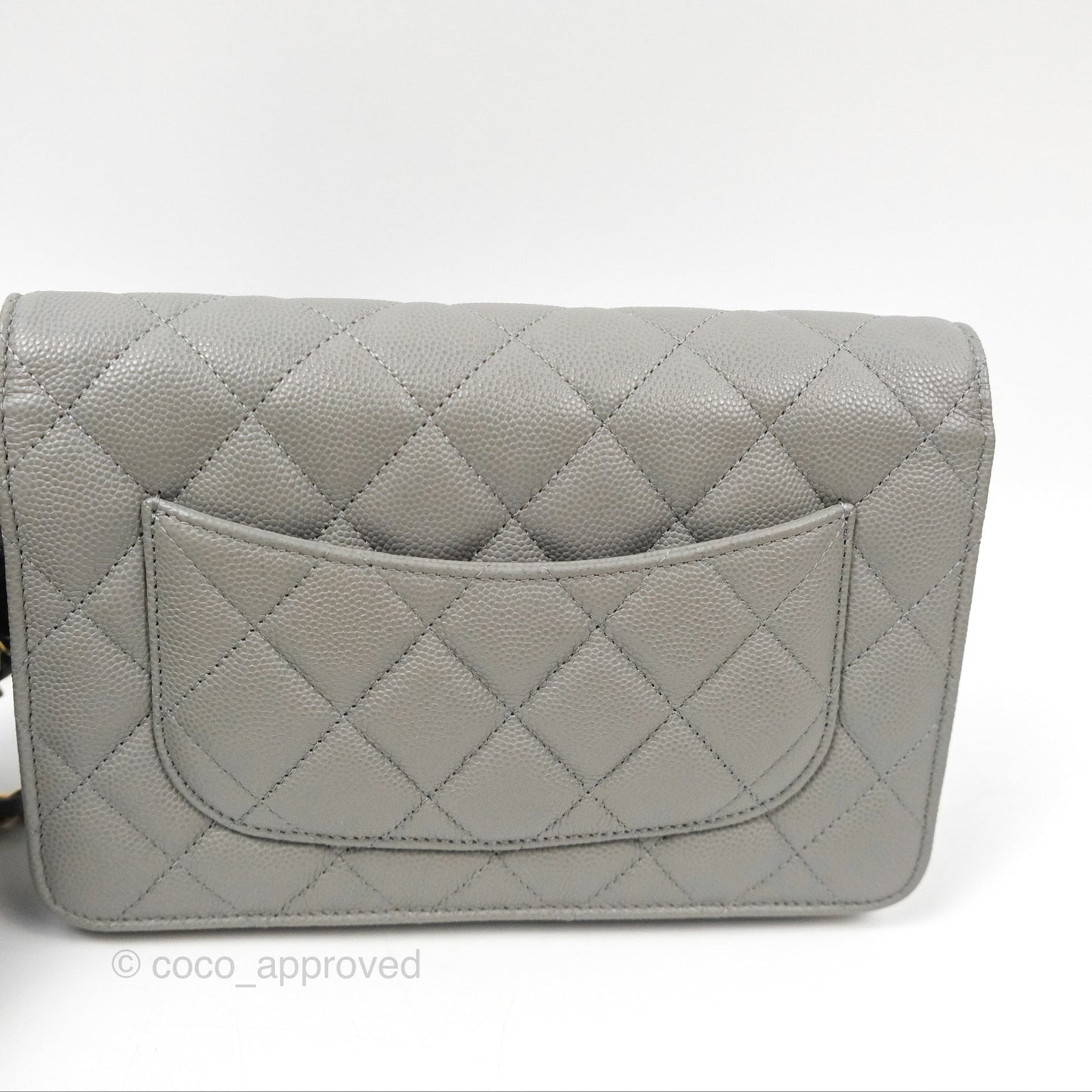 Chanel Quilted Classic Wallet On Chain WOC Grey Caviar Gold Hardware