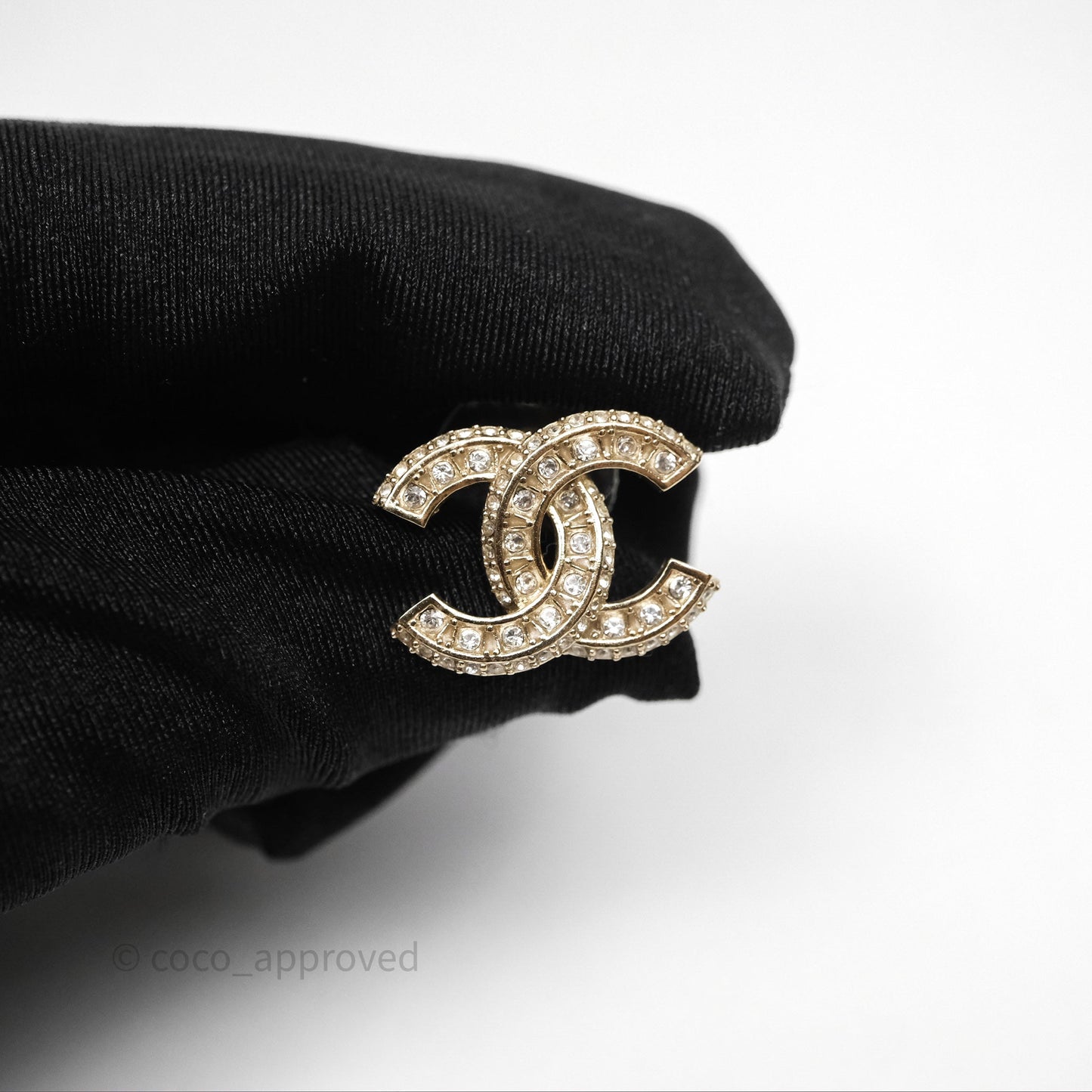 Chanel CC Crystal Earrings Gold Tone 24V