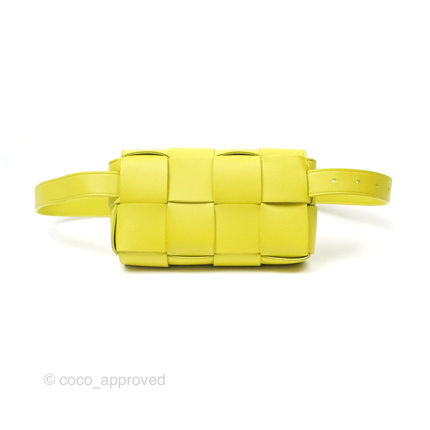 Bottega Veneta Mini Cassette Belt Bag Intreccio Lambskin Kiwi
