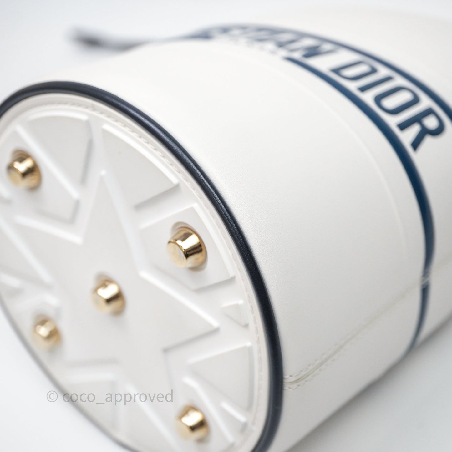 Dior Small Vibe Bucket Bag White Navy Smooth Calfskin