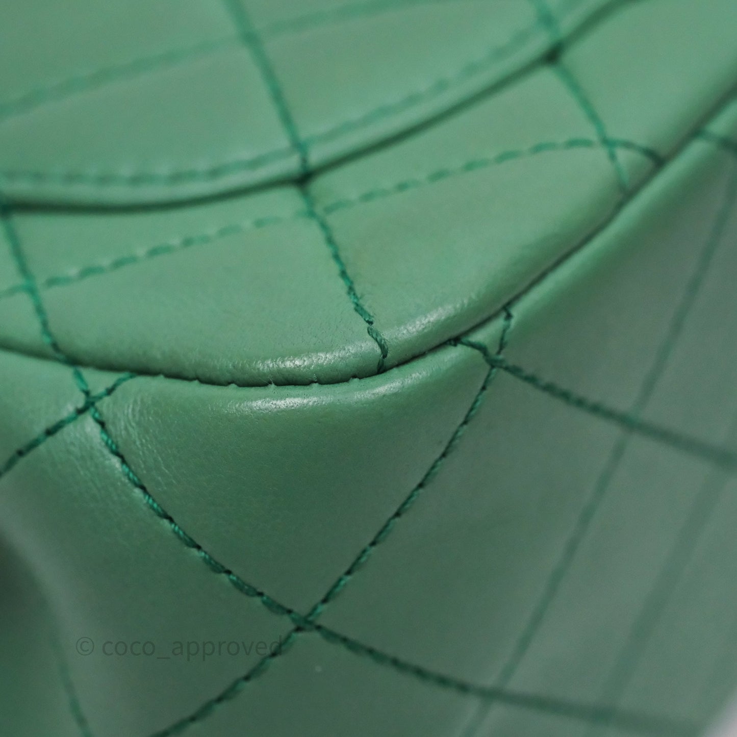 Chanel Pearl Crush Mini Square Quilted Green Lambskin Aged Gold Hardware