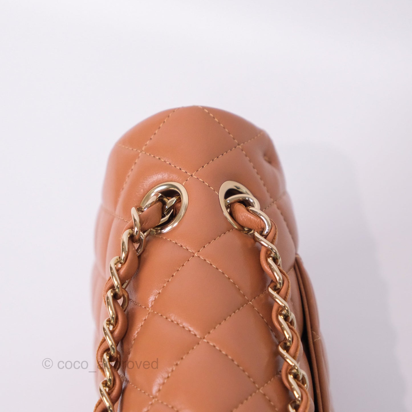 Chanel Medium Classic Quilted Flap Dark Beige Caramel Lambskin Gold Hardware