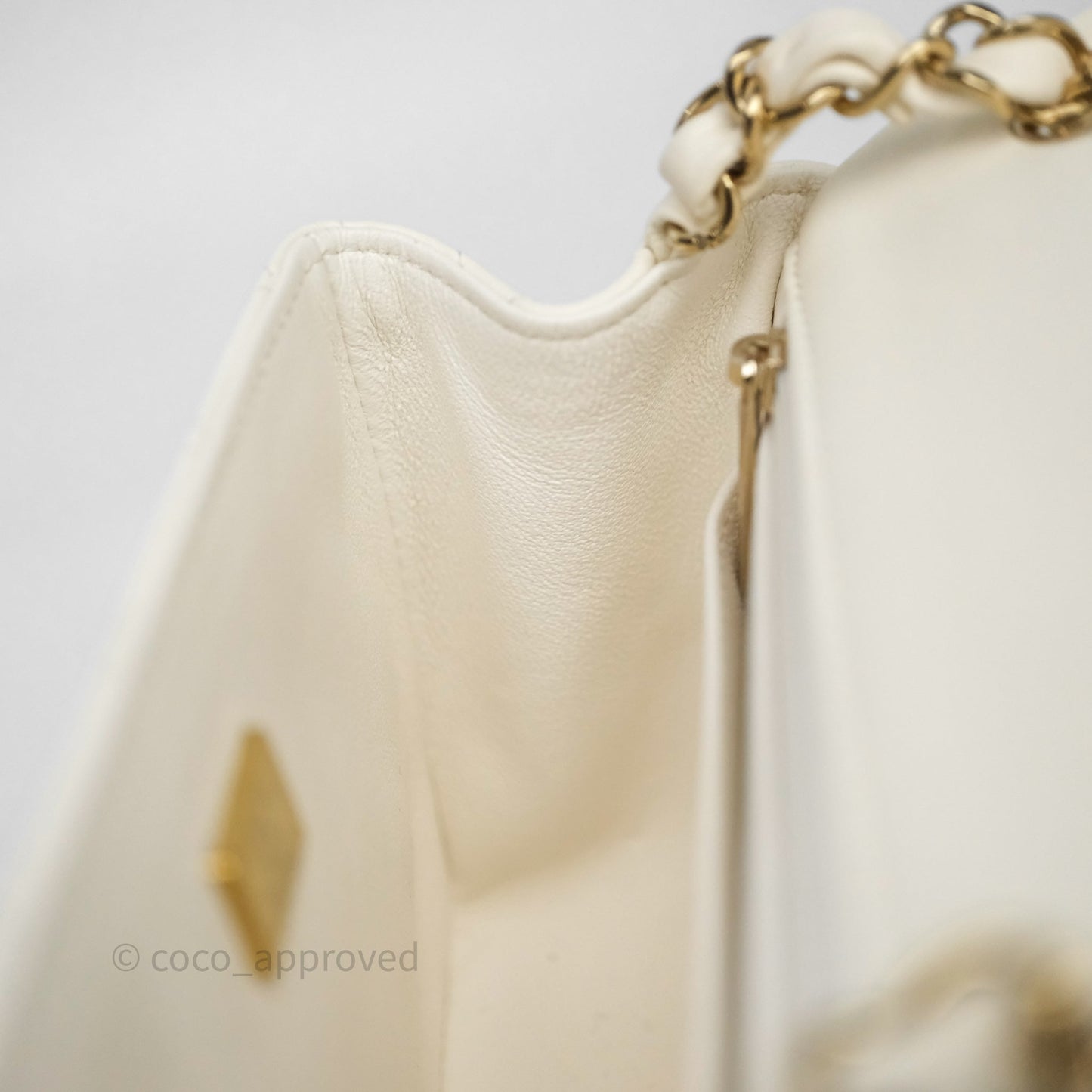 Chanel Quilted Mini Square White Lambskin Gold Hardware