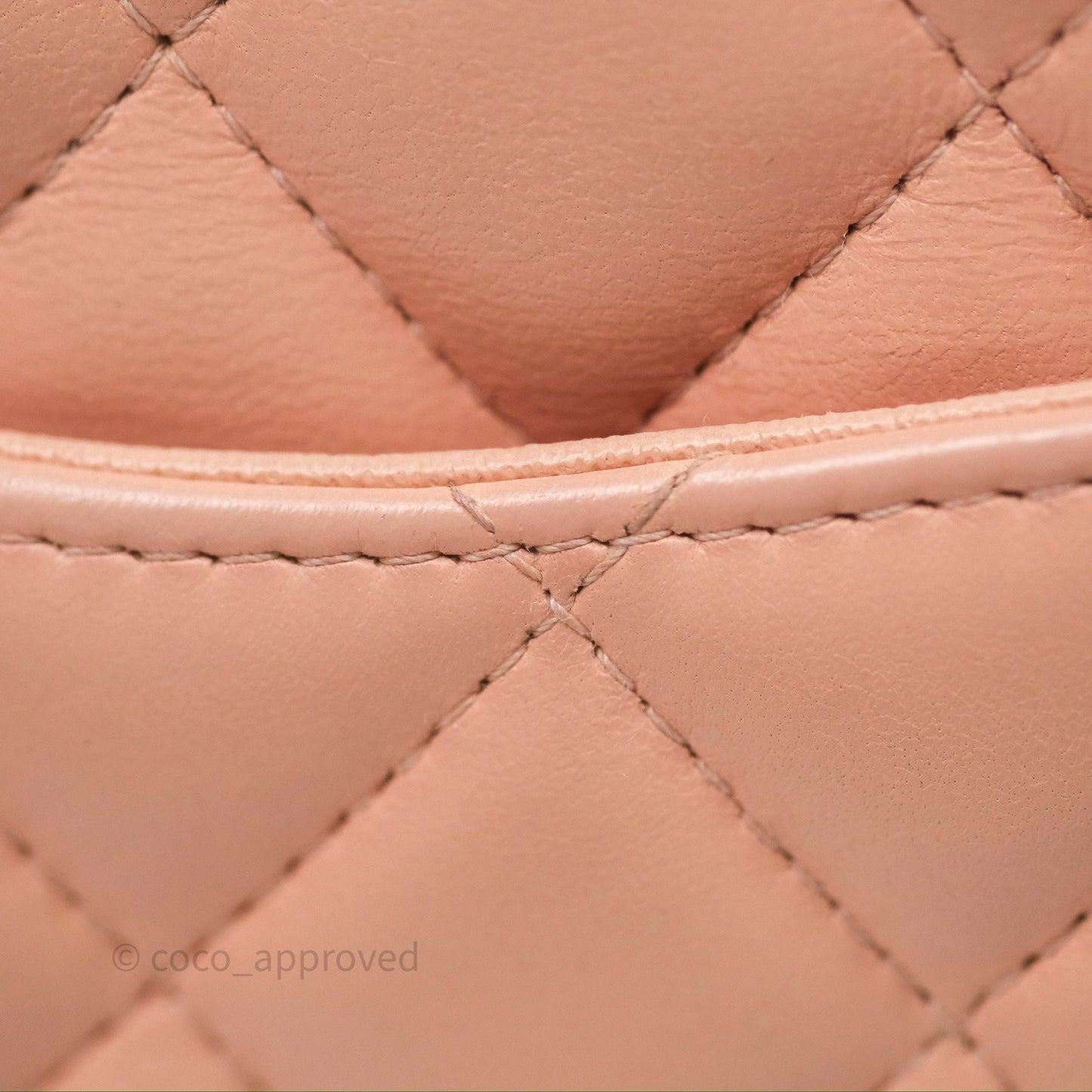 Chanel Mini Square Flap Quilted Beige Pink Lambskin Gold Hardware
