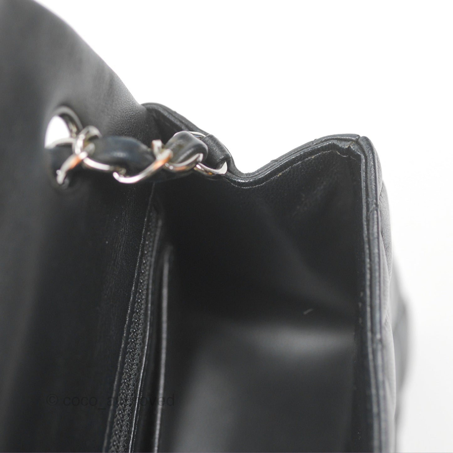 Chanel Quilted Mini Rectangular Flap Black Lambskin Silver Hardware