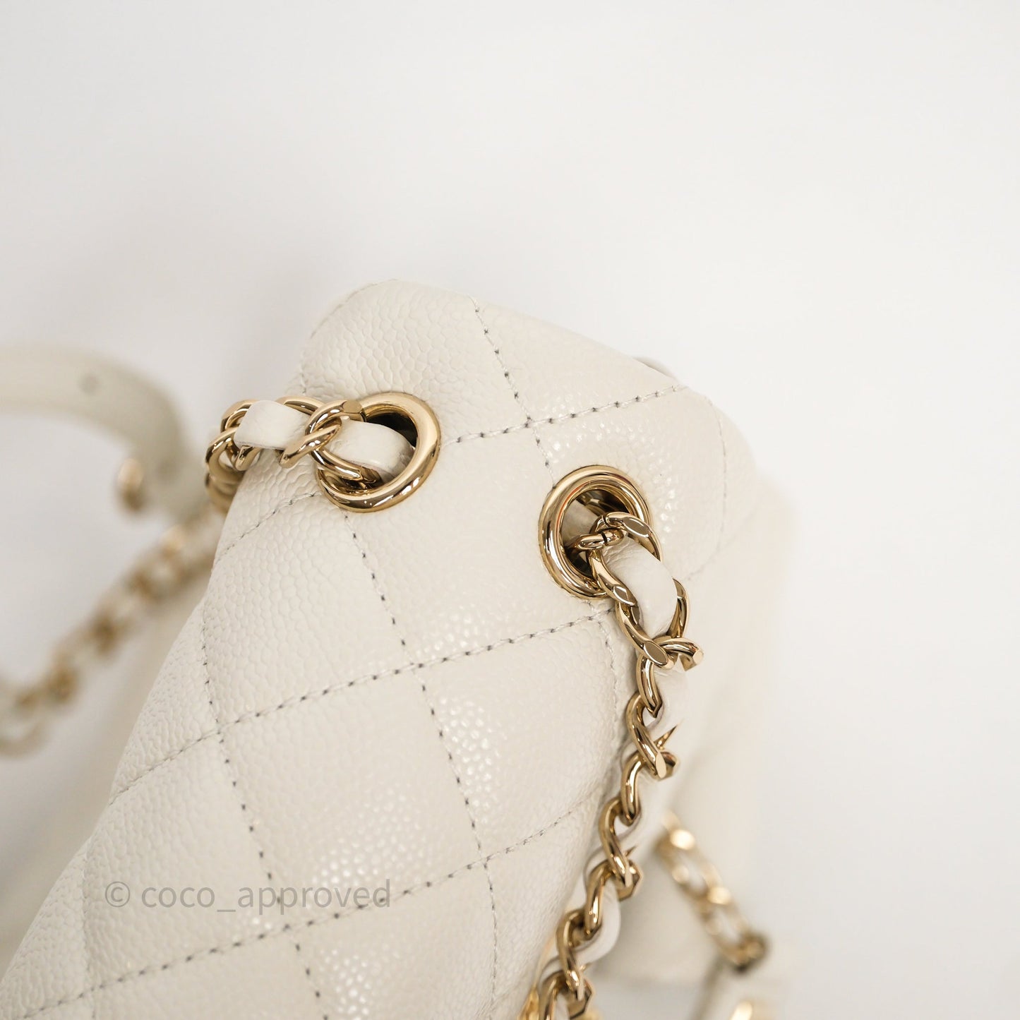 Chanel Duma Backpack Medium White Caviar Gold Hardware