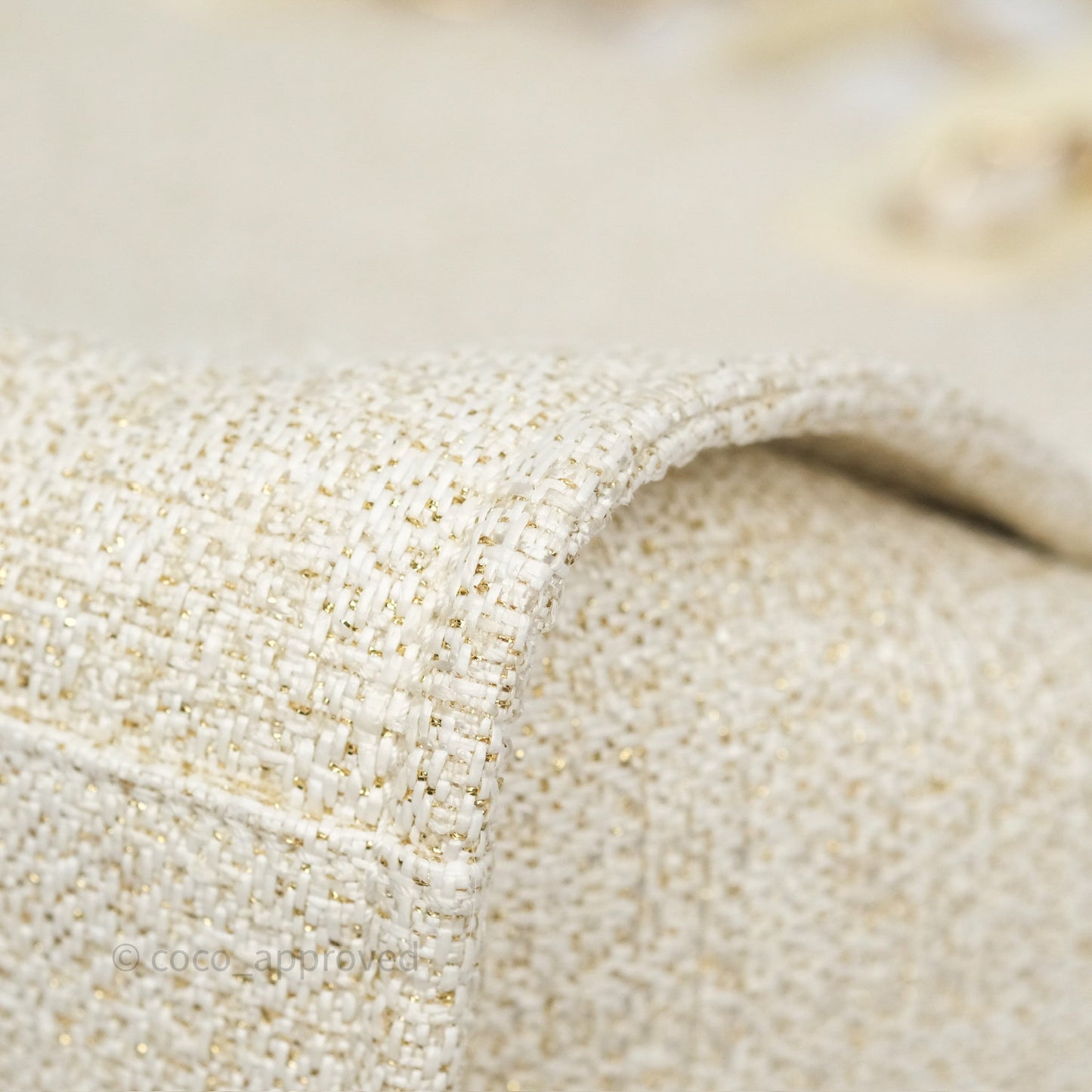Chanel Large Deauville Ivory/Gold Canvas Gold Hardware