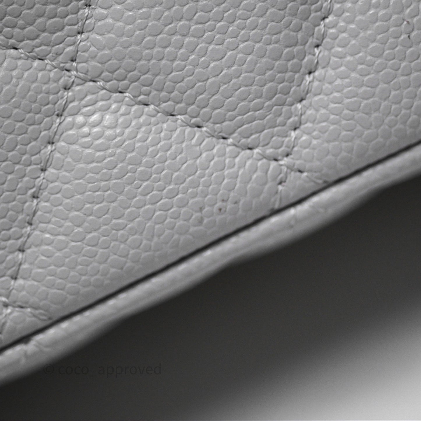 Chanel Top Handle Long Vanity with Chain Light Grey Caviar Gold Hardware