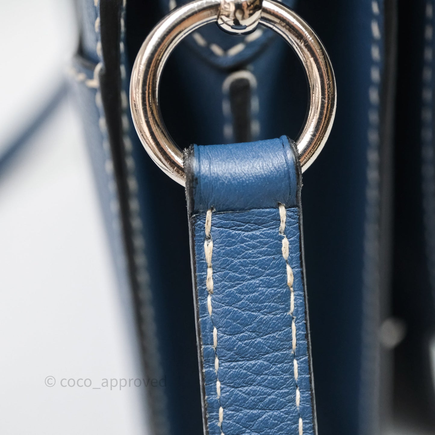 Hermès Roulis 23 Blue Evercolor Palladium Hardware