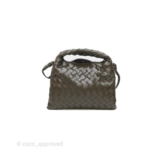 Bottega Veneta Mini Hop Khaki Intrecciato Leather