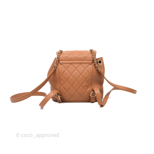 Chanel Small Duma Drawstring Backpack Camel Calfskin