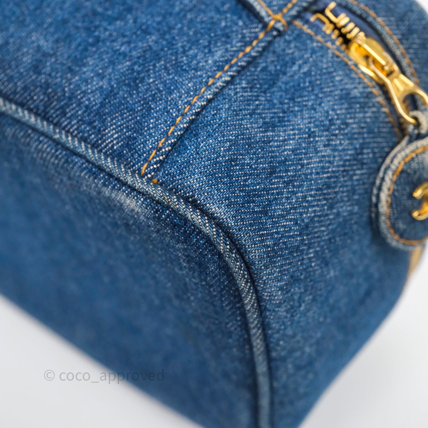 Chanel Vintage Vanity Case Denim Aged Gold Hardware