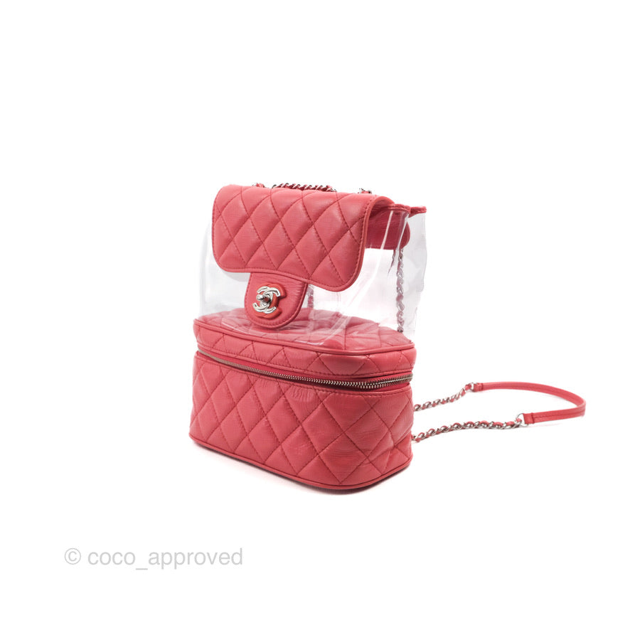 Chanel Aquarium PVC Coral Pink Crumpled Calfskin Silver Hardware
